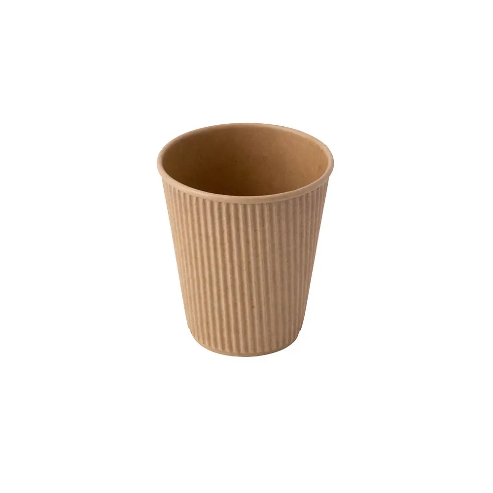 Riffelbecher / Kaffee to go Becher 250 ml / 10 oz, Ø 90 mm, braun