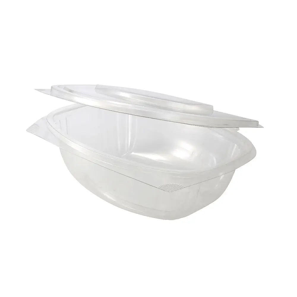 rPET delicatessen container 1000 ml, hinged lid, rectangular