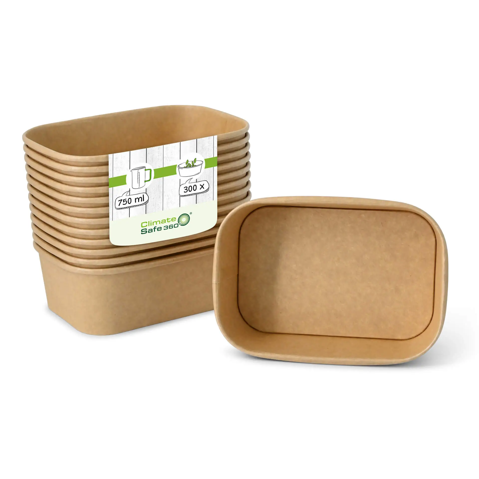 Cardboard-bowls 750 ml, 17,5 x 12,5 x 5,5 cm, brown, rectangular