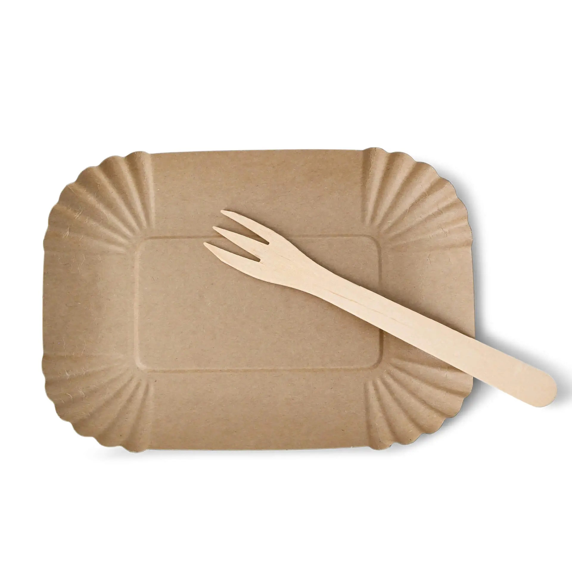 Paper food trays 18 x 13 x 3 cm, kraft, rectangular