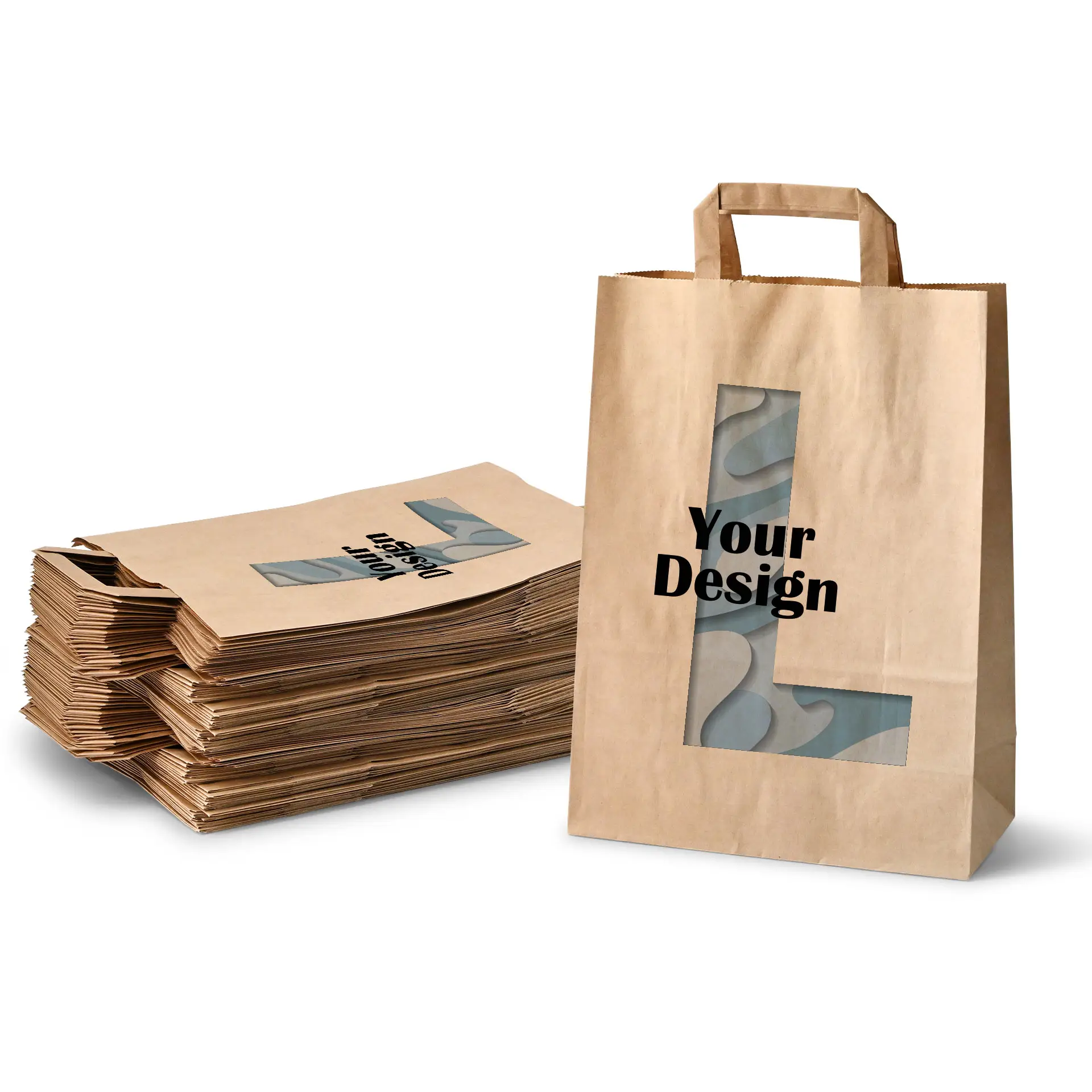 Paper bag printing with logo L, 26 x 12 x 35 cm, kraft