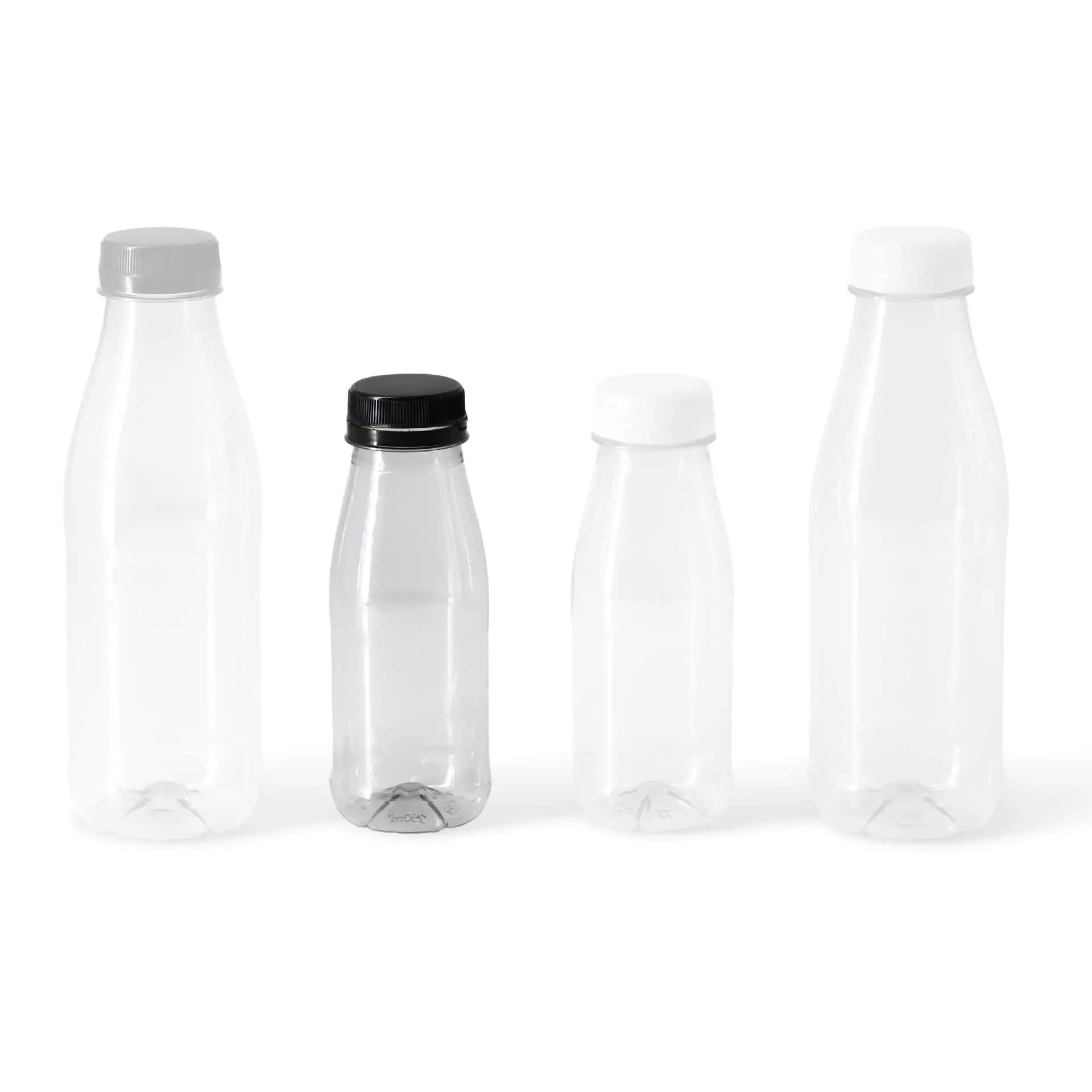 250 ml / 9 oz rPET-bottles, clear, black lid