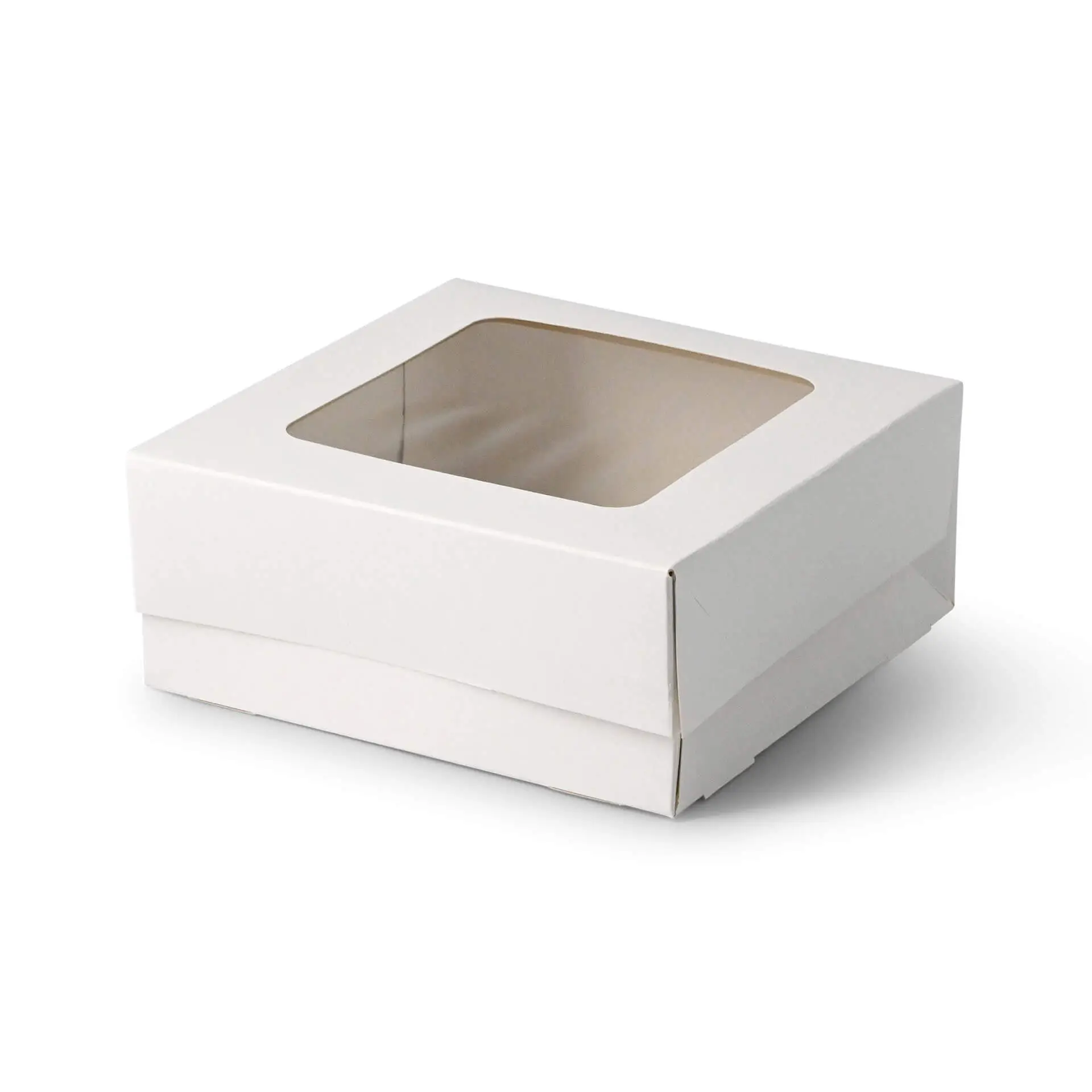 Pastry boxes 18 x 18 x 7.5 cm, cellulose window, white