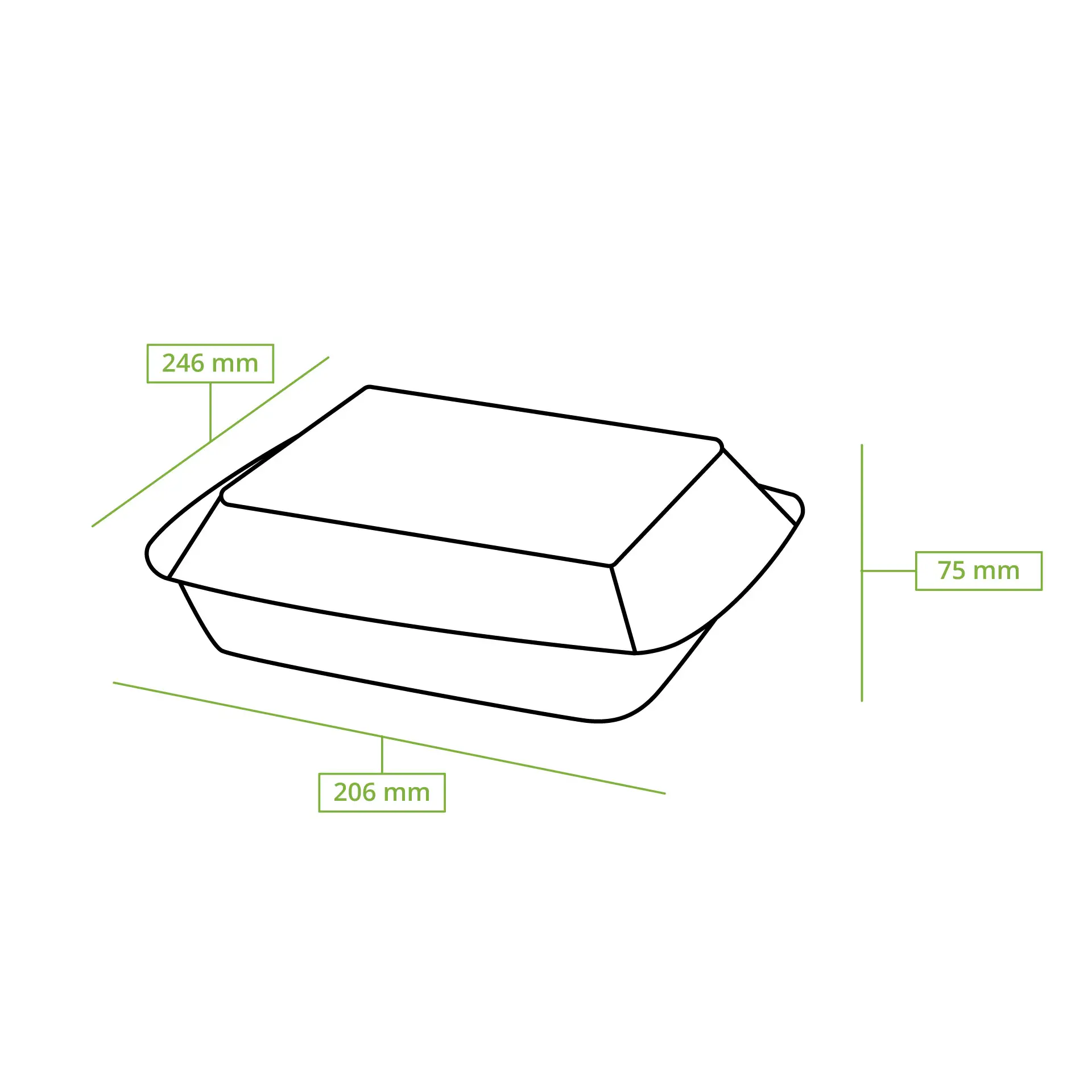 Take-away Boxen aus Zuckerrohr 25 x 20 x 7,5 cm, HP4, rechteckig