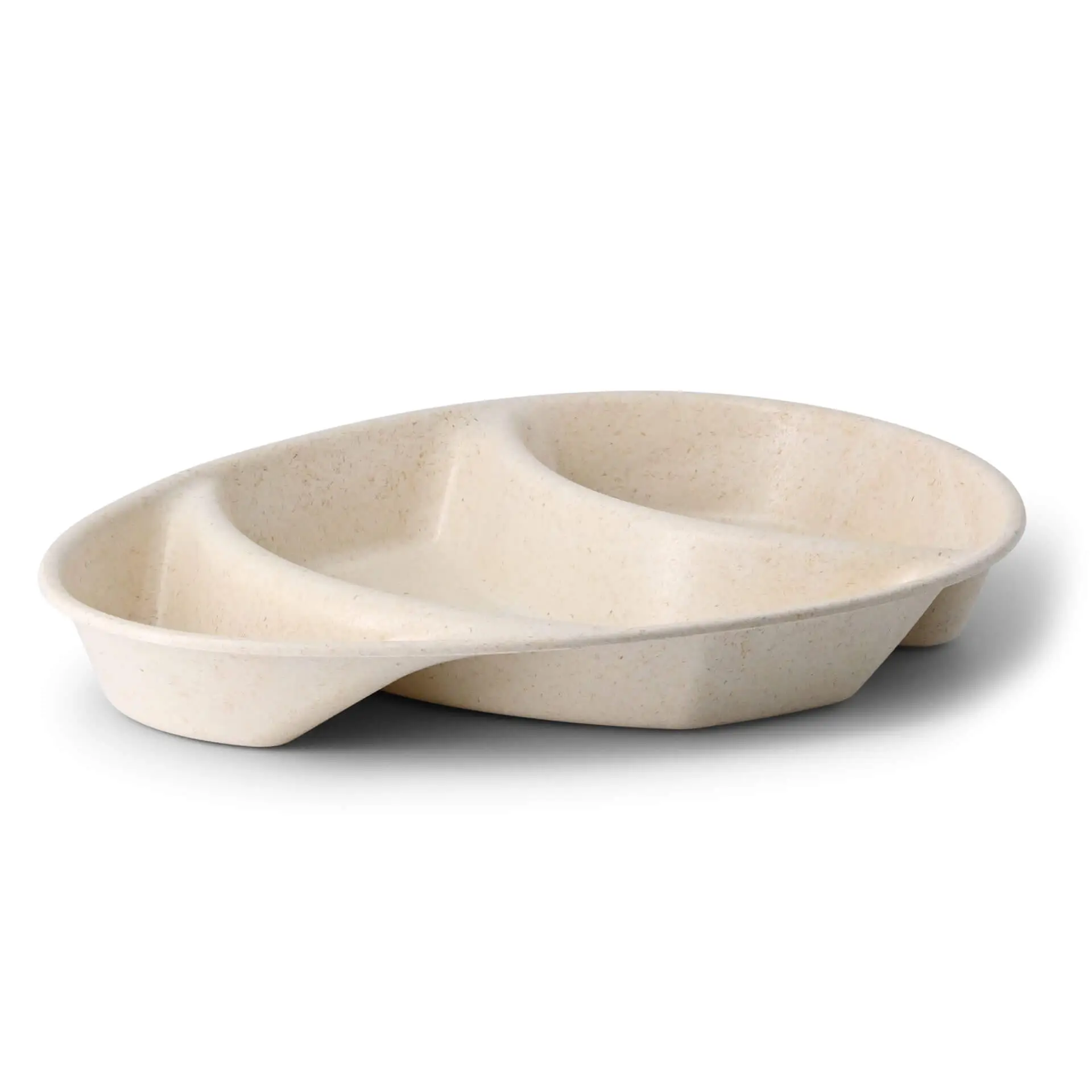 Reusable menu-plates "merways Plate" 27,5 x 20 x 3,5 cm, 3 compartments, tear drop, cashew / creamy white