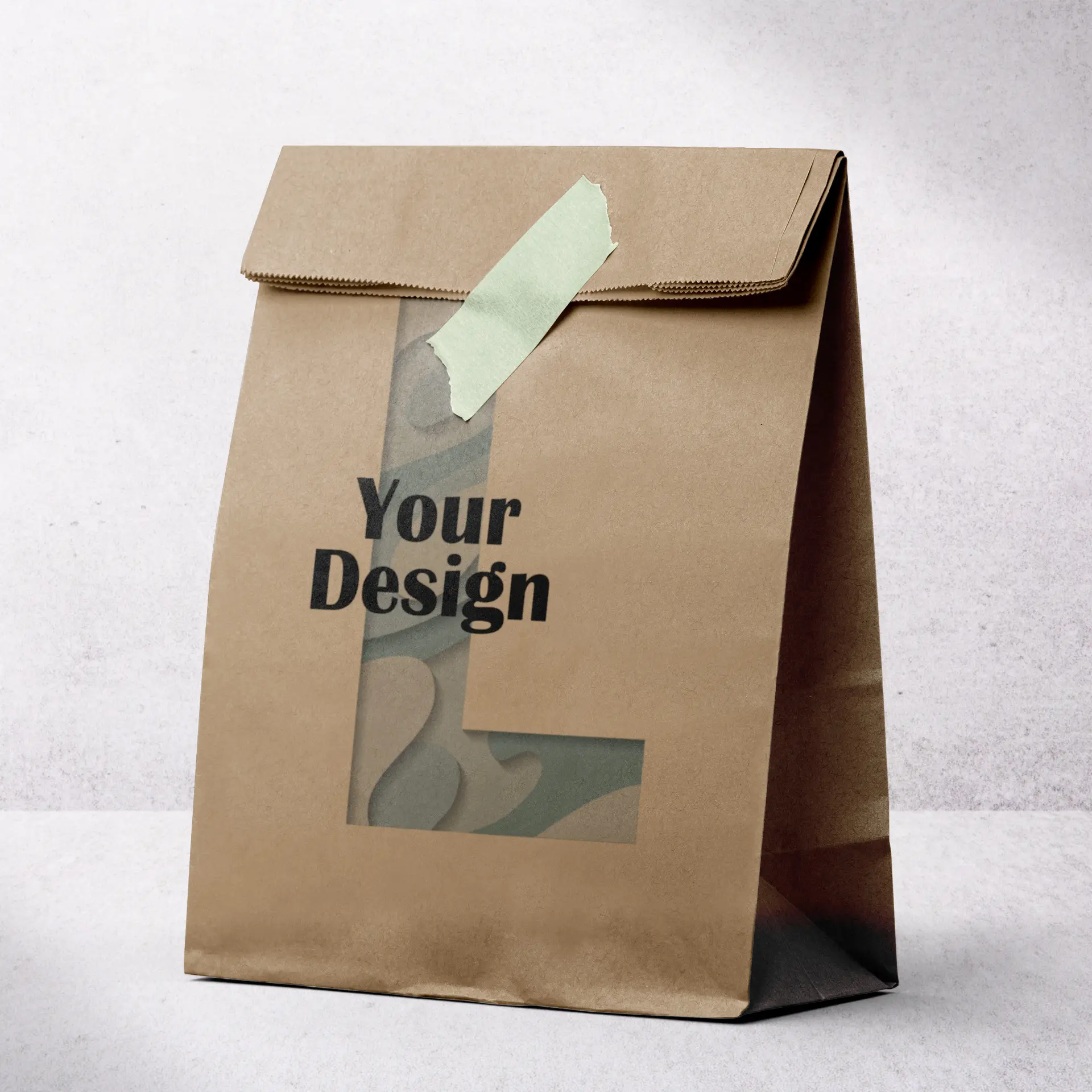 Paper bag printing with logo L 26 x 14 x 40 cm, kraft