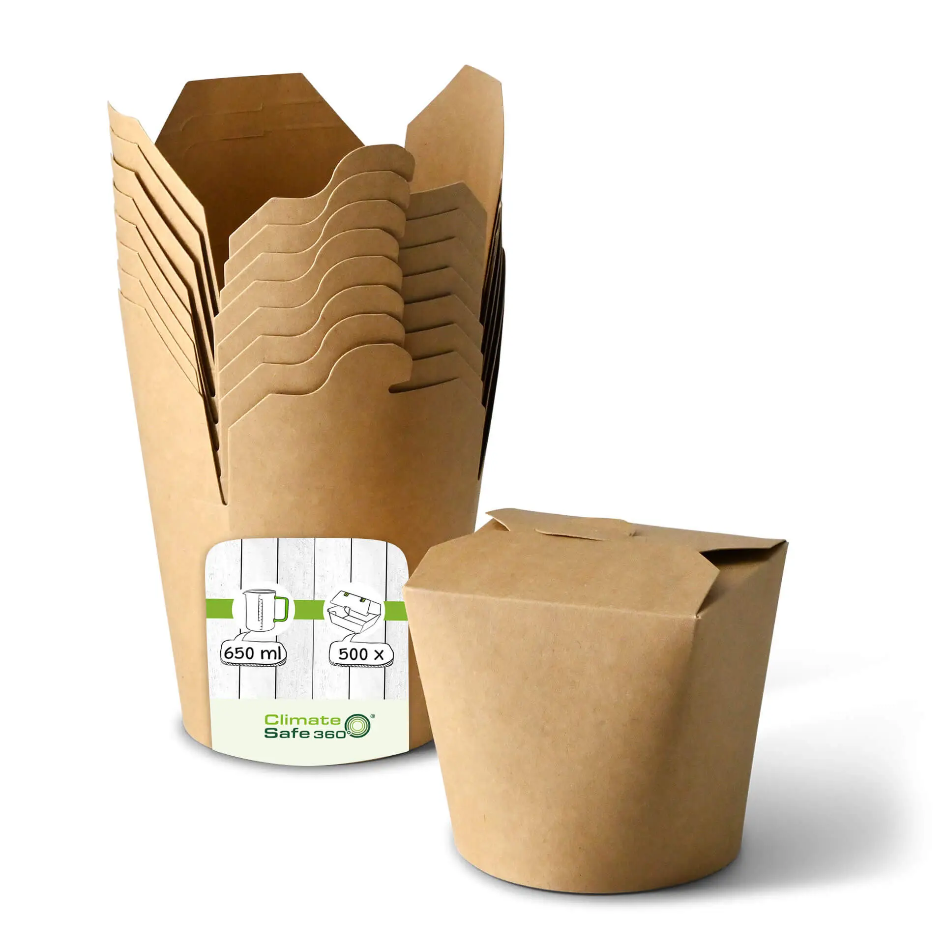 Noodle Boxes 650 ml, kraft, PLA-coated