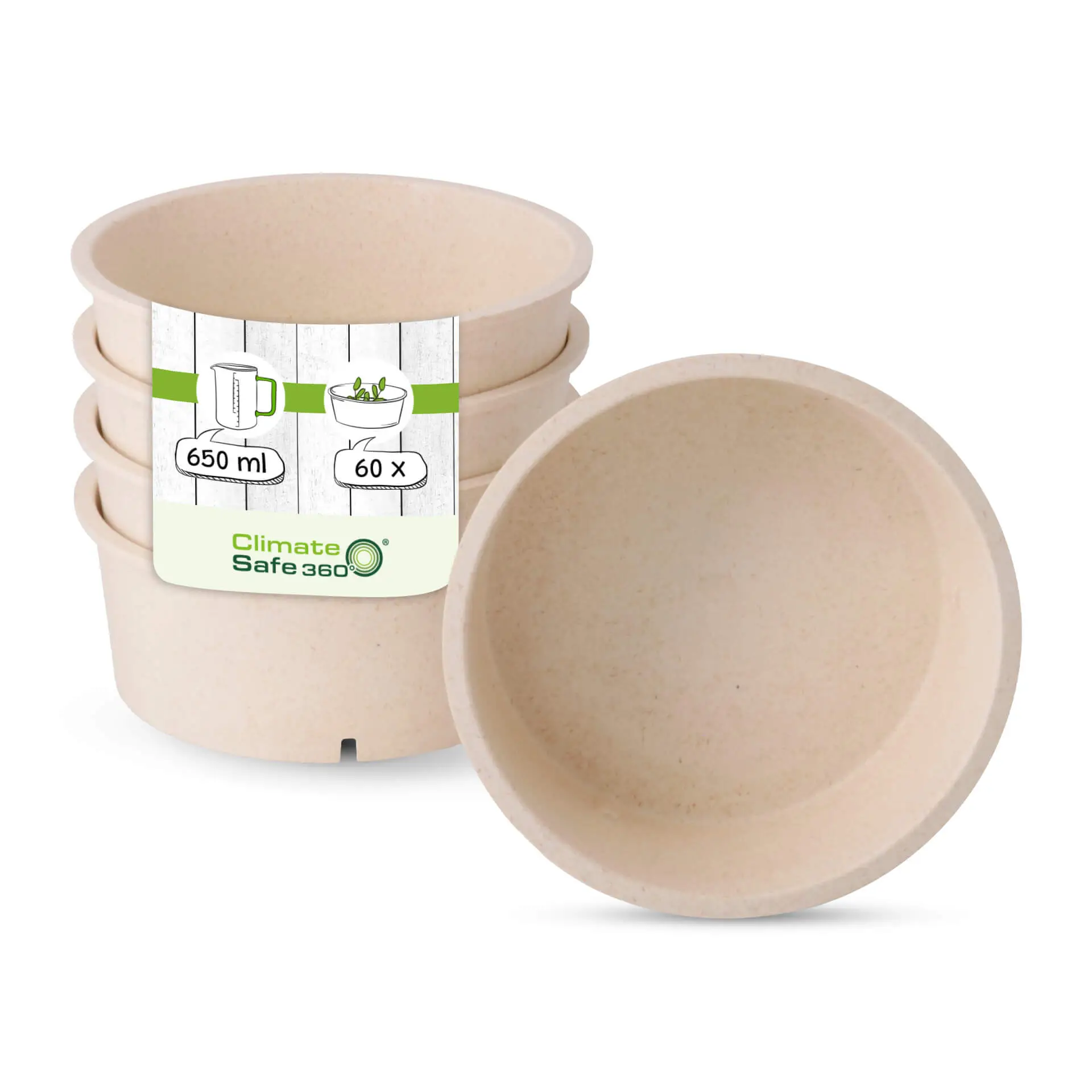 Mehrweg-Schalen "merways Bowl" 650 ml, Ø 150 mm, Cashew / creme-weiß