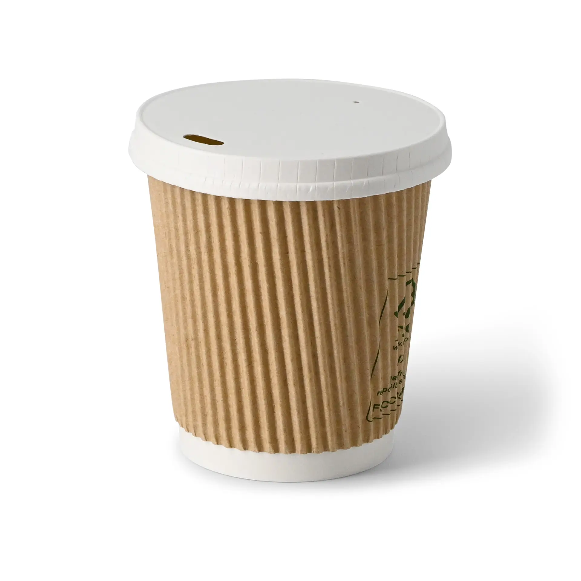 Riffelbecher (beschichtet) / Coffee to go Becher 200 ml / 8 oz, Ø 80 mm, braun, innen weiß