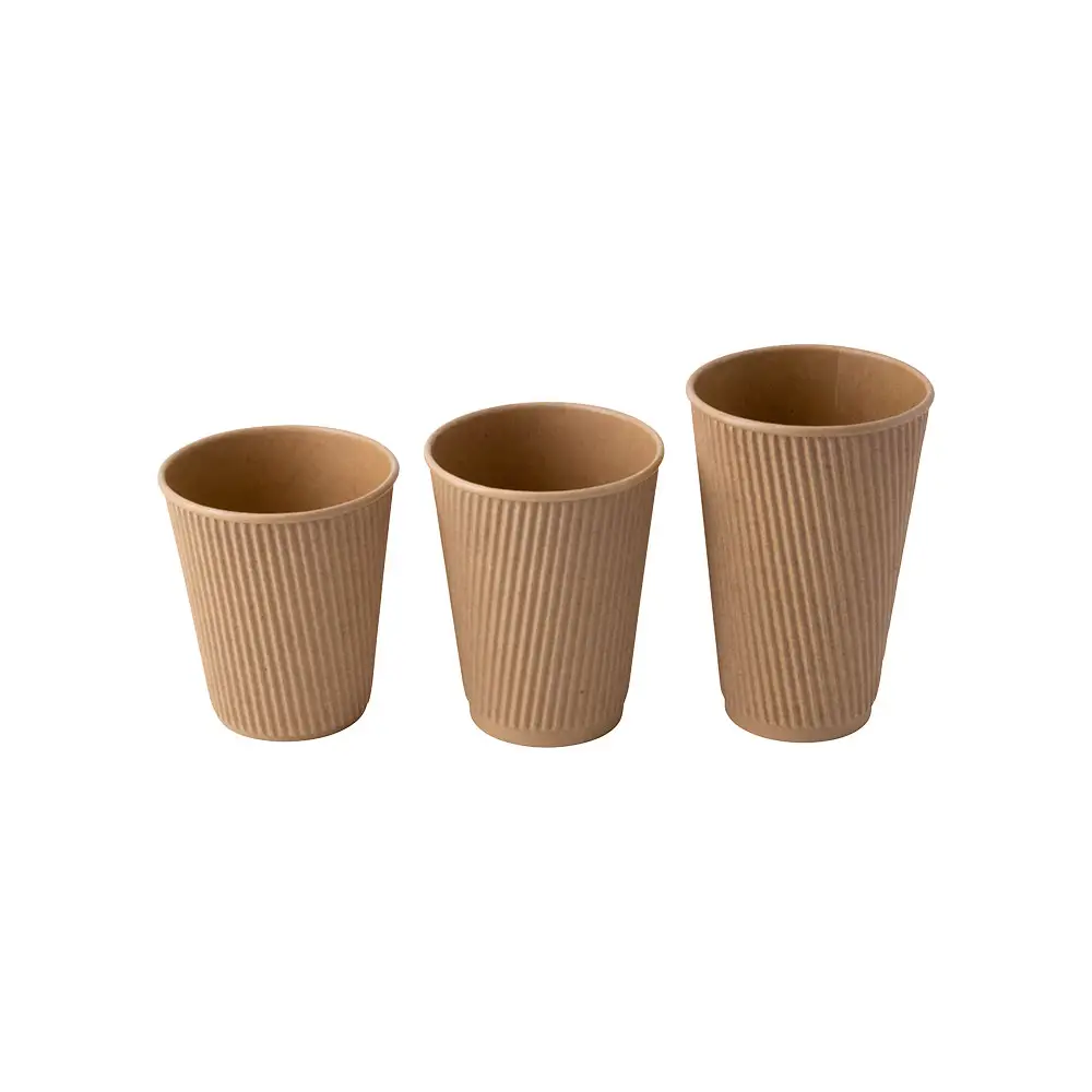 Riffelbecher / Kaffee to go Becher 400 ml / 16 oz, Ø 90 mm, braun