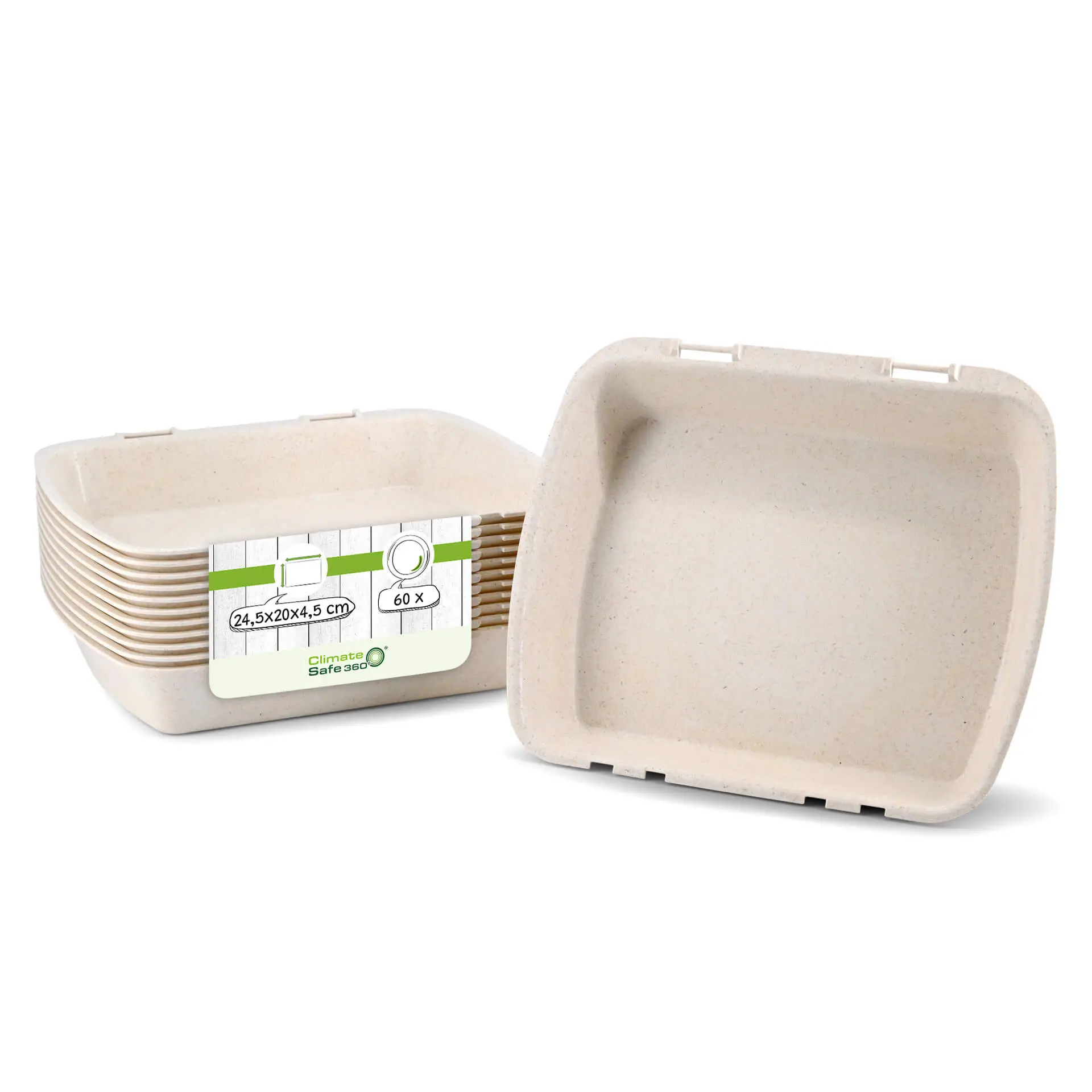 Reusable menu-containers merways-Box 24,5 x 20 x 4,5 cm, HP4, cashew / creamy white