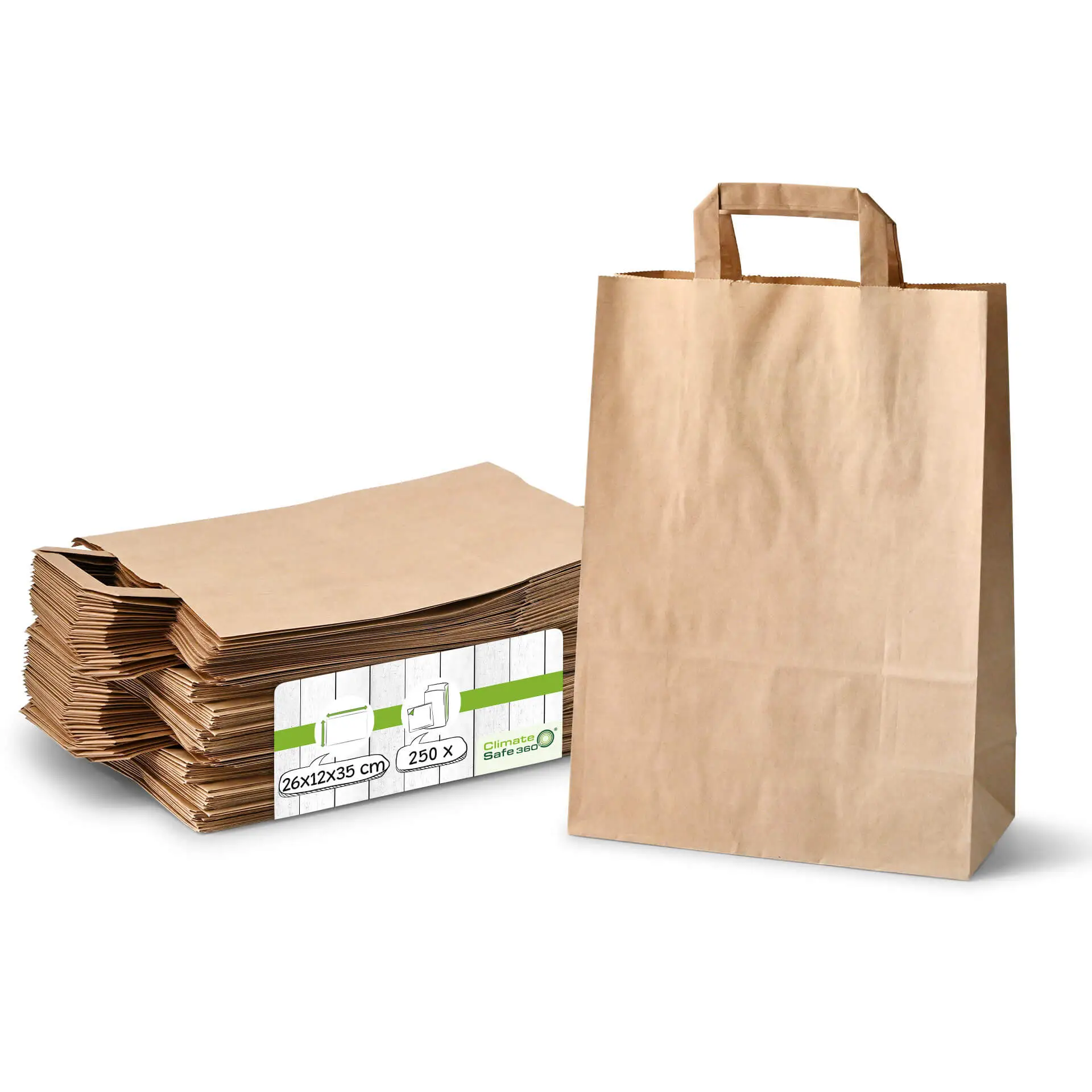 Tragetaschen aus Recyclingpapier L, 26 x 12 x 35 cm, braun