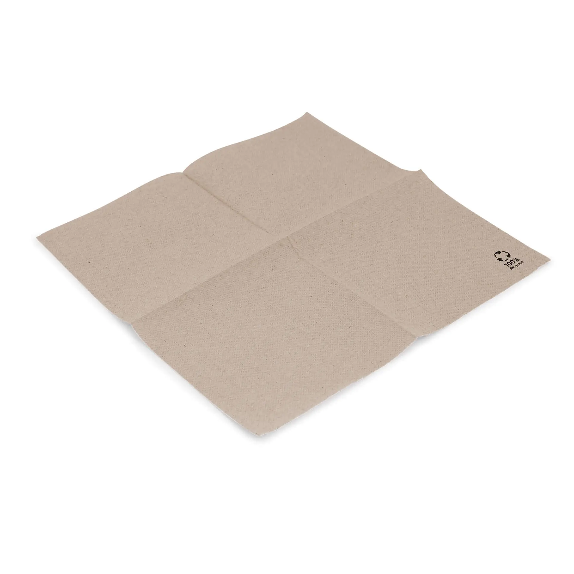 Servietten aus recyceltem Papier (Premium) 25 x 25 cm, 2-lagig, 1/4 Falz, ungebleicht