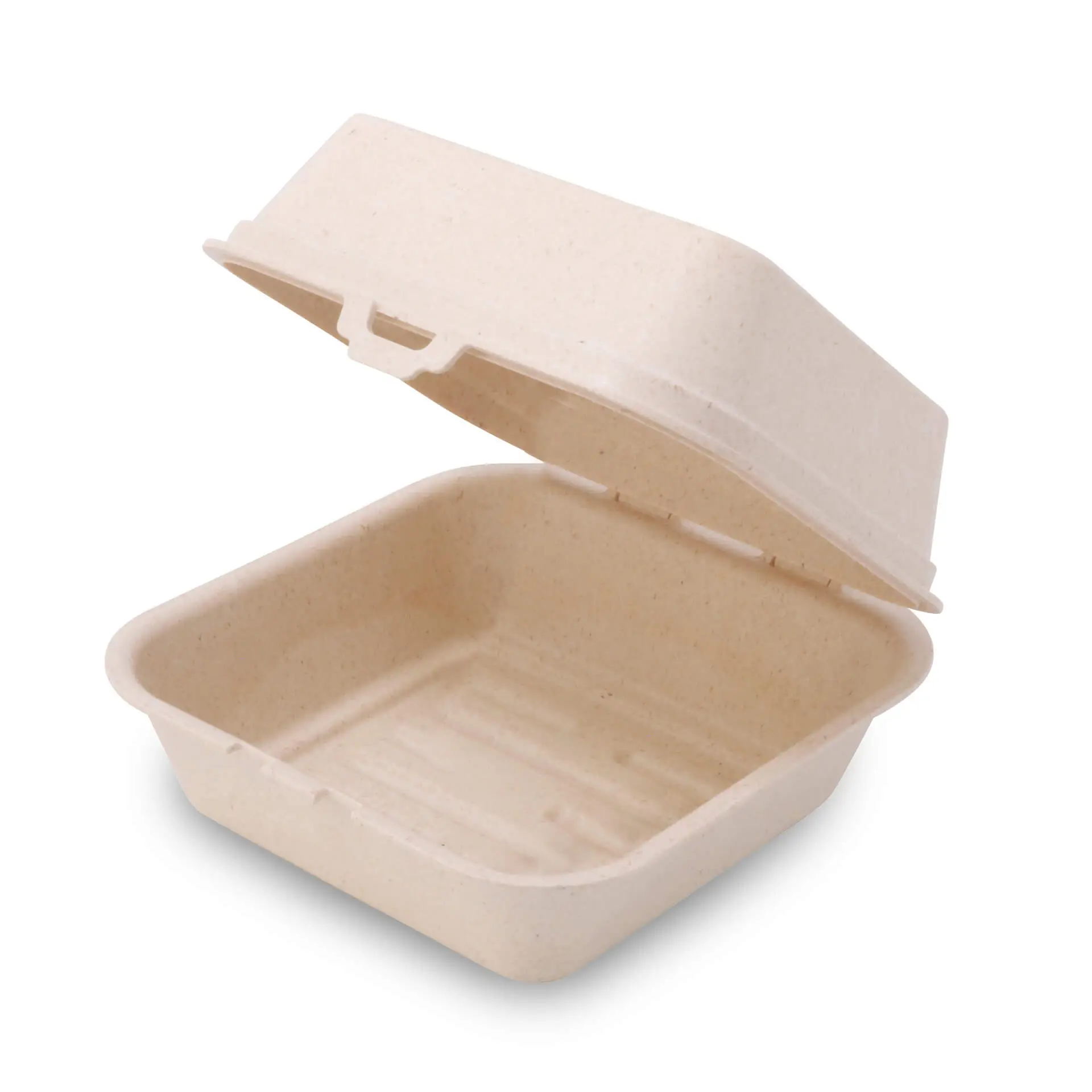 Mehrweg Burgerboxen "merways Box" 16 x 15 x 8,5 cm, Cashew / creme-weiß