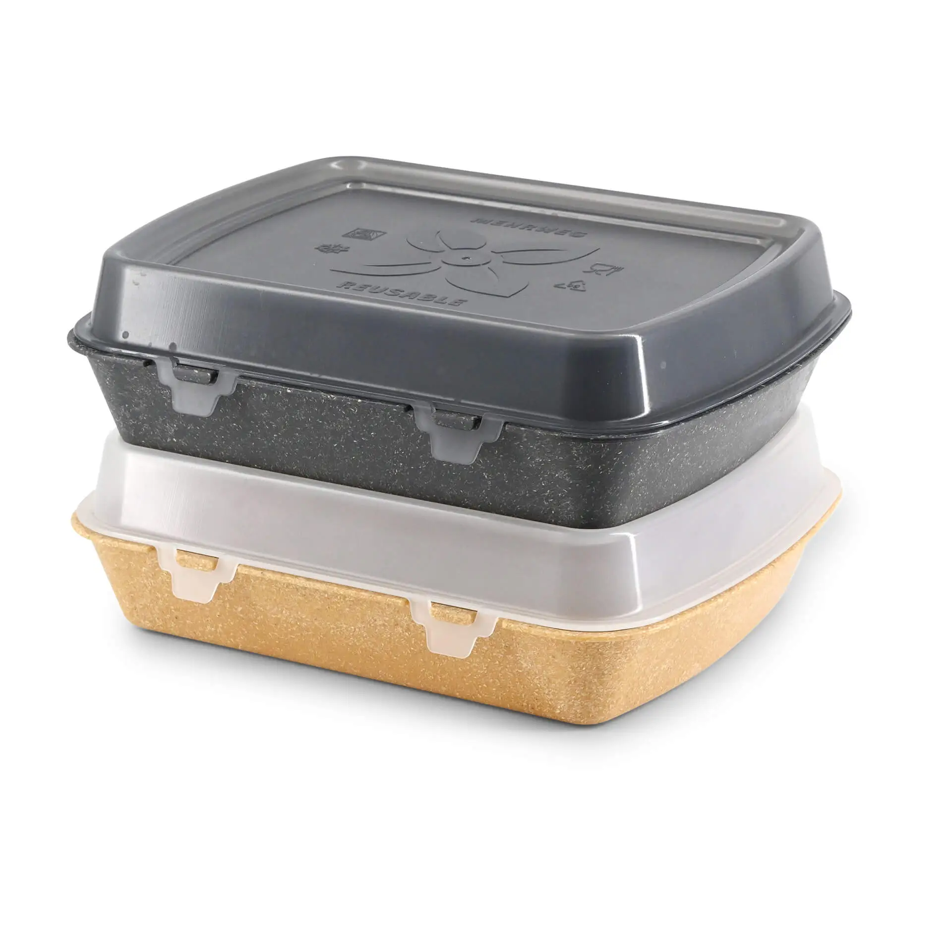 Reusable menu-containers merways-Box 24,5 x 20 x 4,5 cm, HP4, pepper / grey