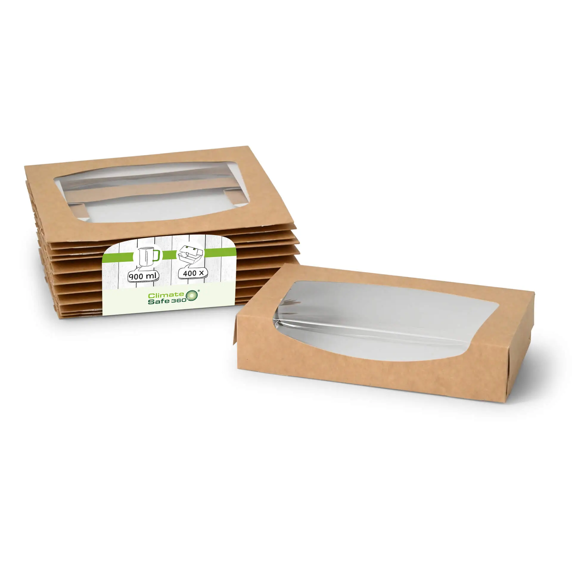 Cardboard-window boxes 20 x 12 x 4  cm, 900ml, cellulose-window, brown, foldable