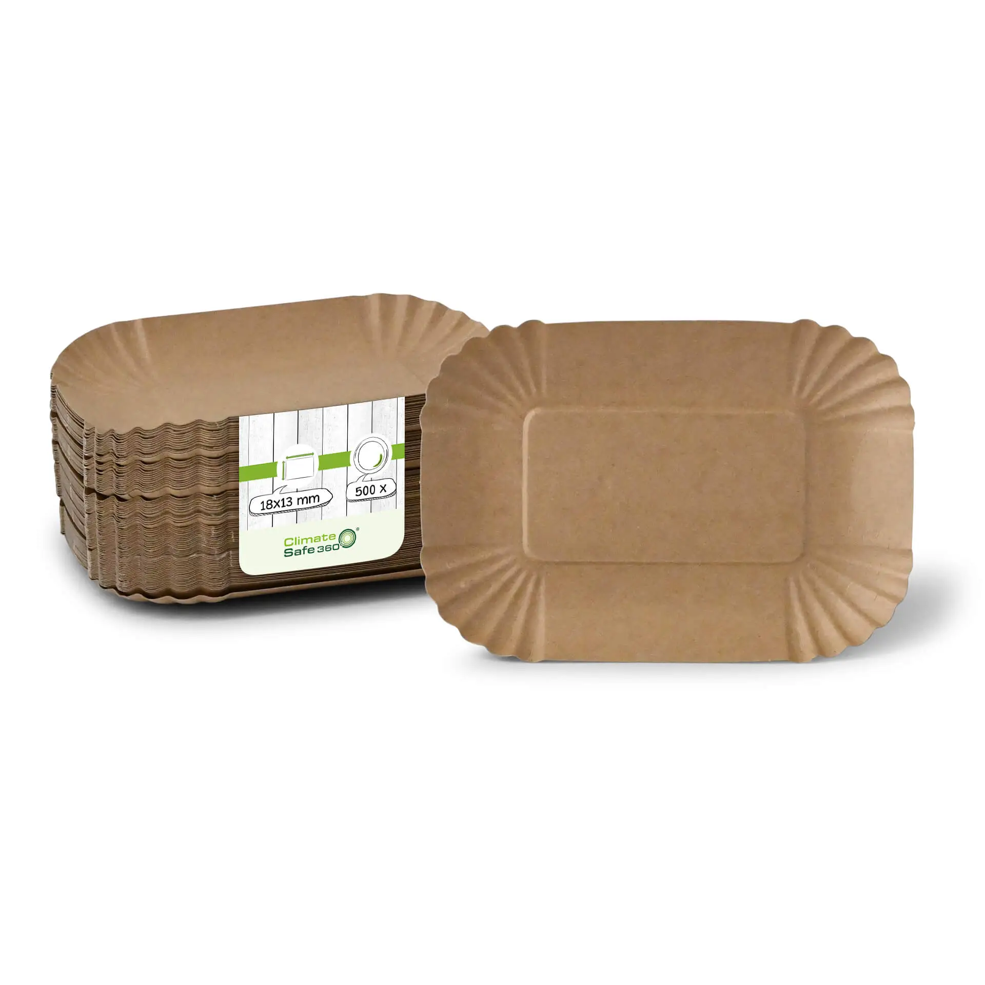 Paper food trays 18 x 13 x 3 cm, kraft, rectangular