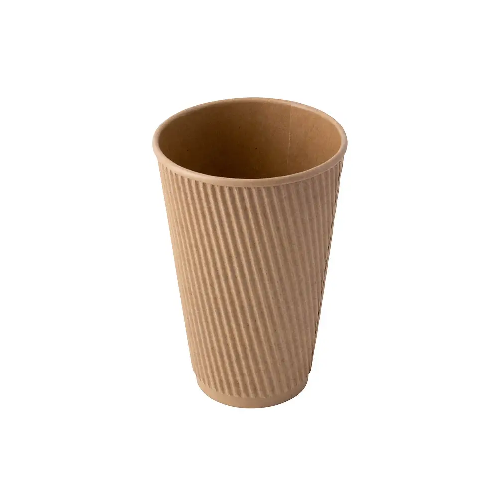 Riffelbecher / Kaffee to go Becher 400 ml / 16 oz, Ø 90 mm, braun