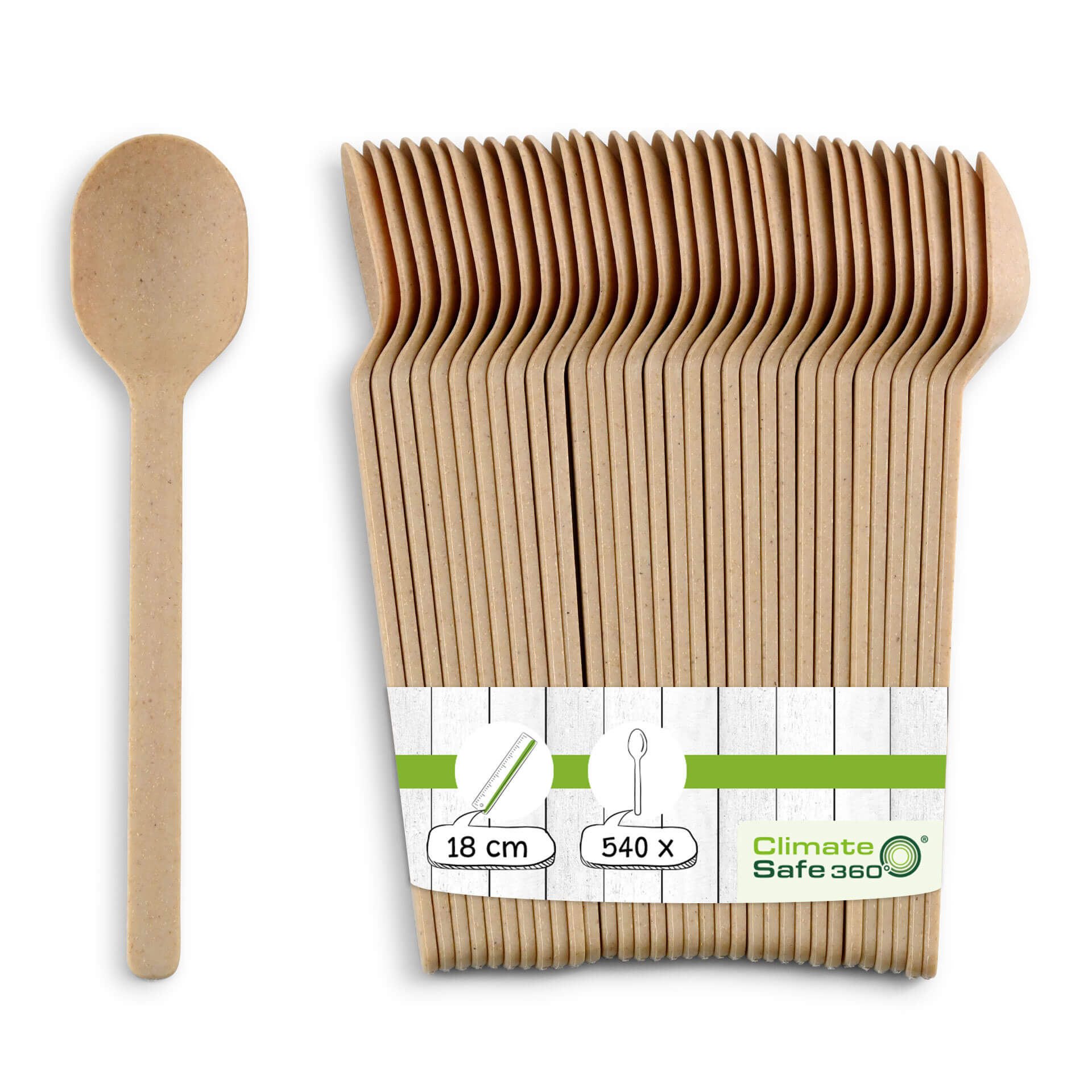 Mehrweg Löffel "merways Cutlery" 18 cm, natur