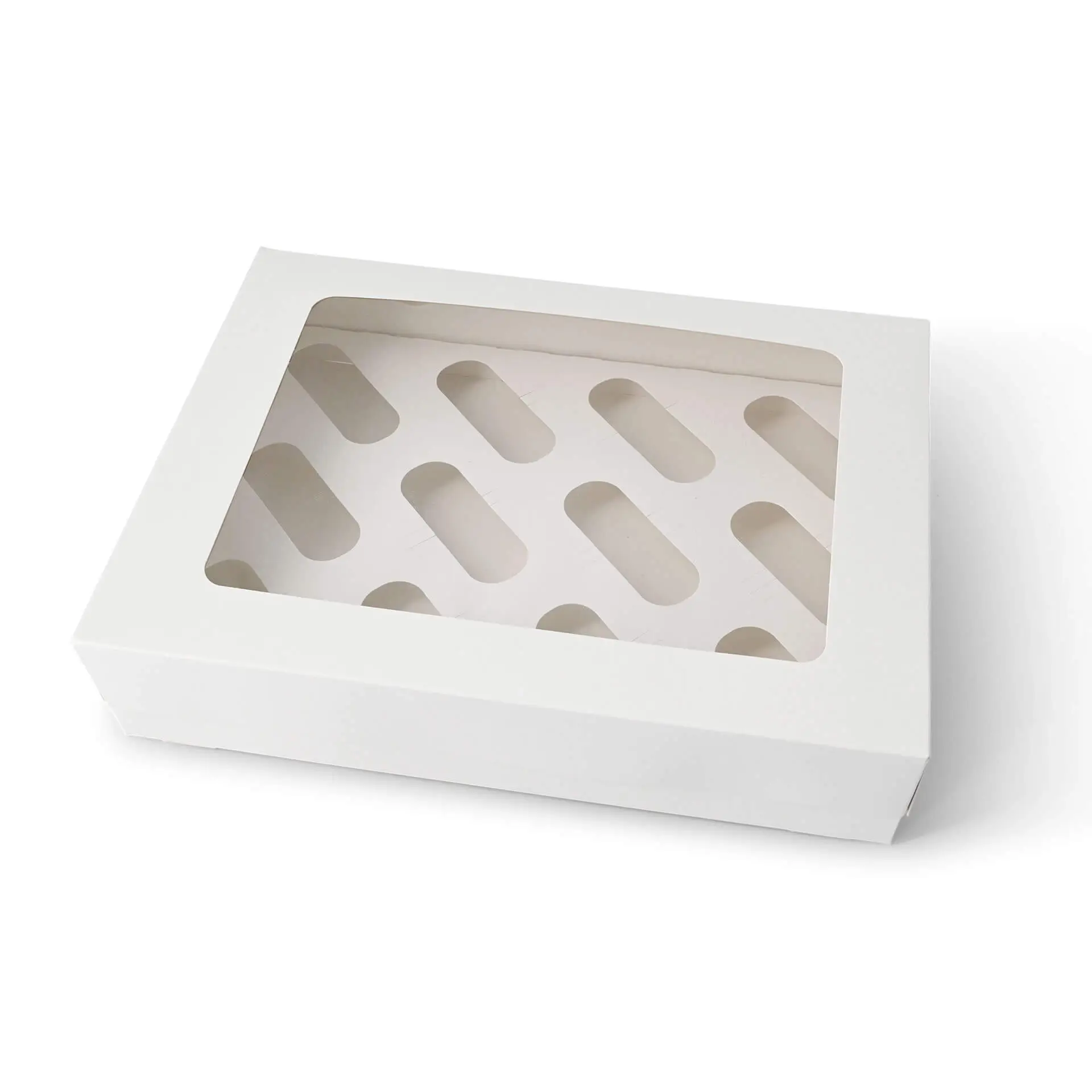 Cupcake boxes (12 pieces), cellulose window, white