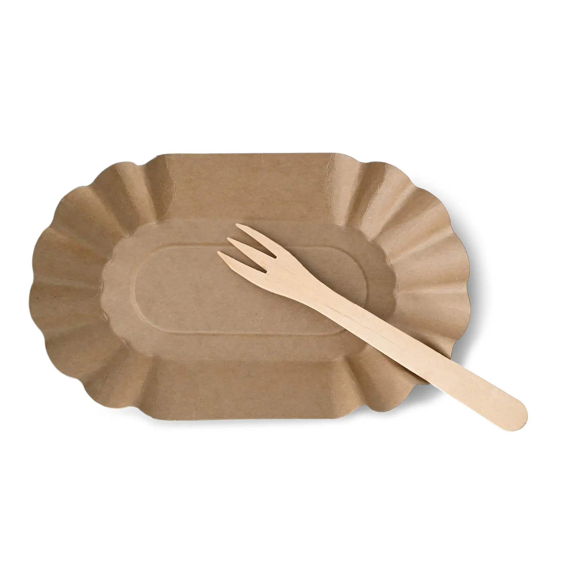 Paper food trays 19.5 x 11 x 3 cm, kraft, oval