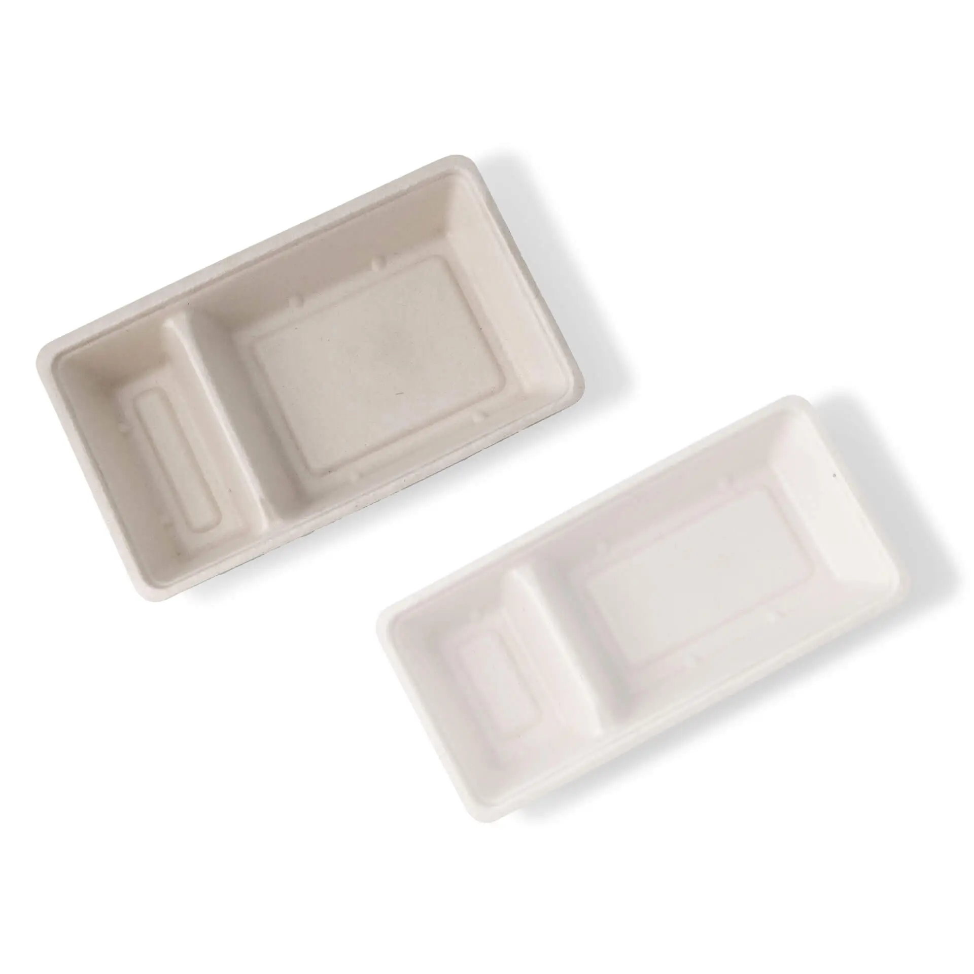 Sugarcane-fries-trays, 2 compartments, 12 x 20 x 3,5 cm