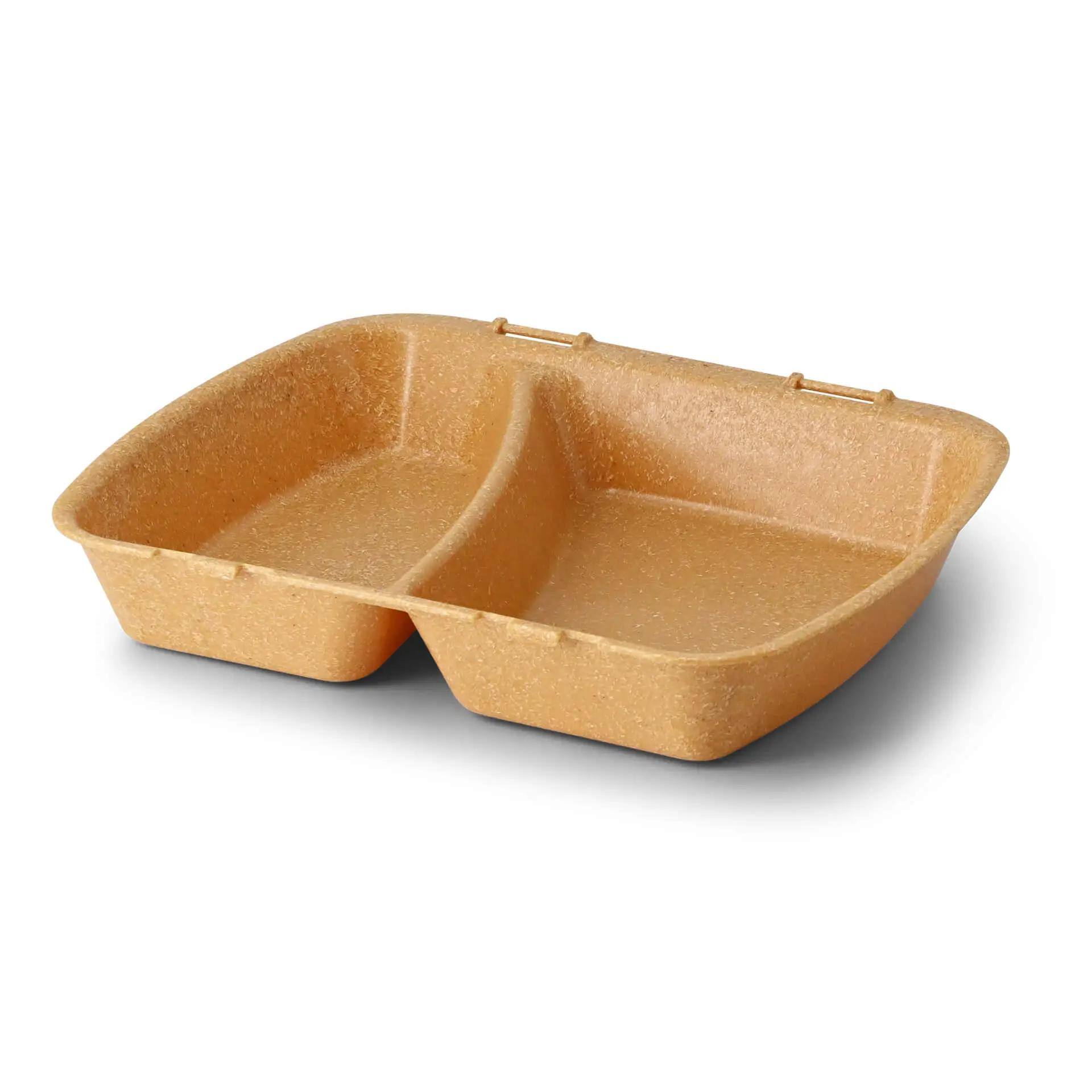 Reusable meal containers "merways Box" 24.5 x 20 x 4.5 cm, 2 compartments, HP4/2, caramel / brown