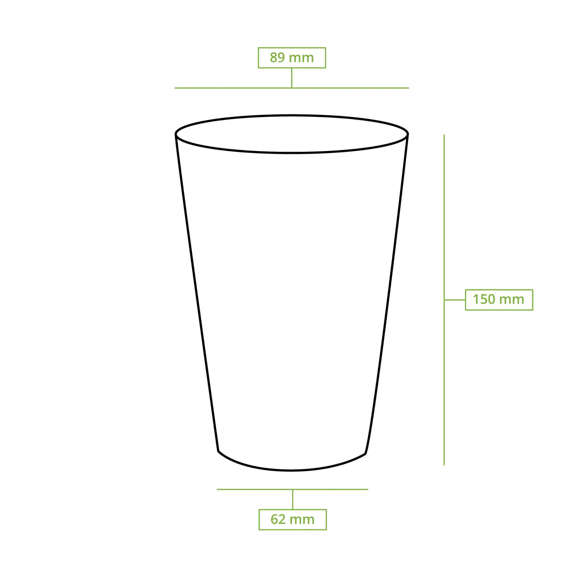 Pappbecher (beschichtet) 500 ml / 20 oz, Ø 90 mm, weiß