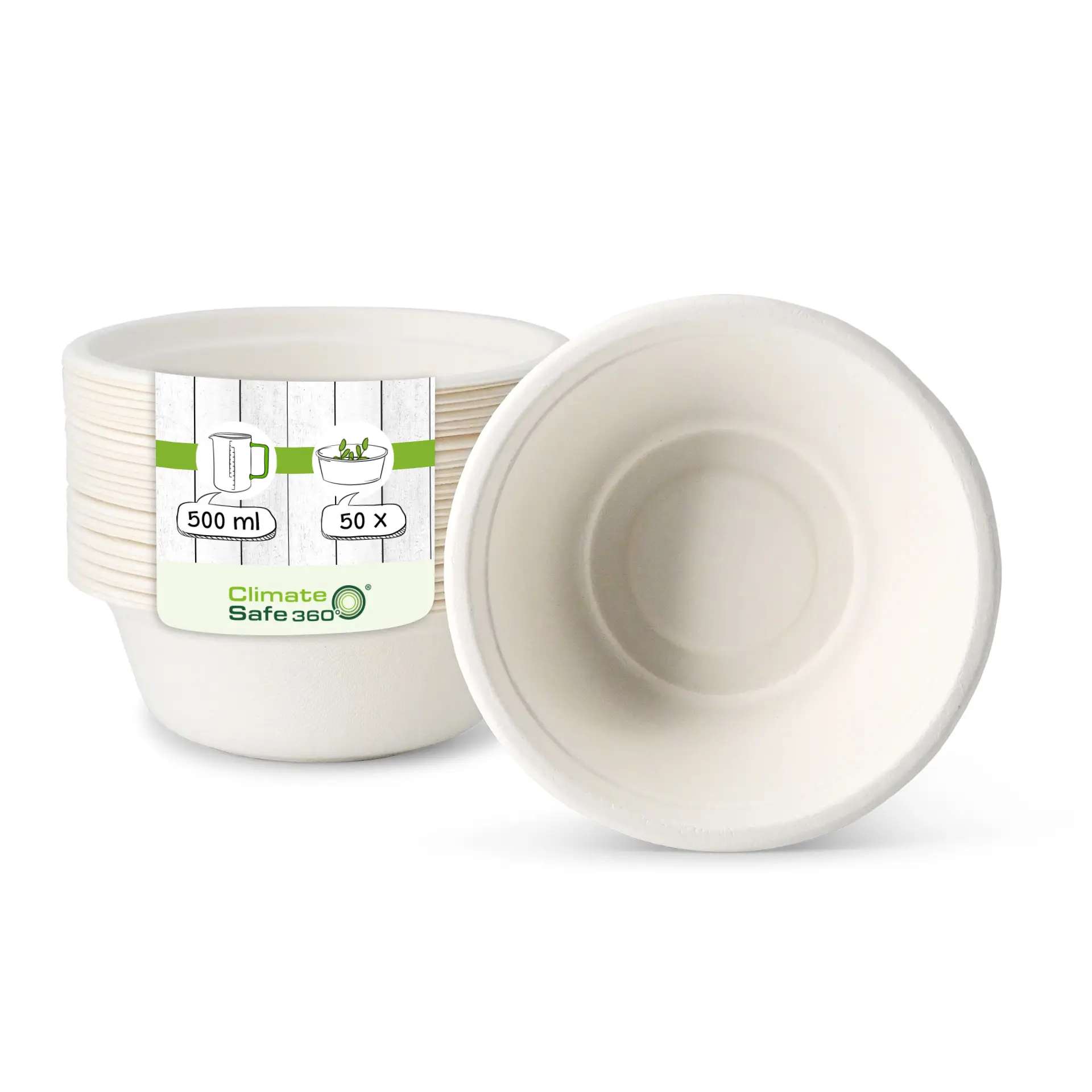 Sugarcane-bowls 500 ml, white, round