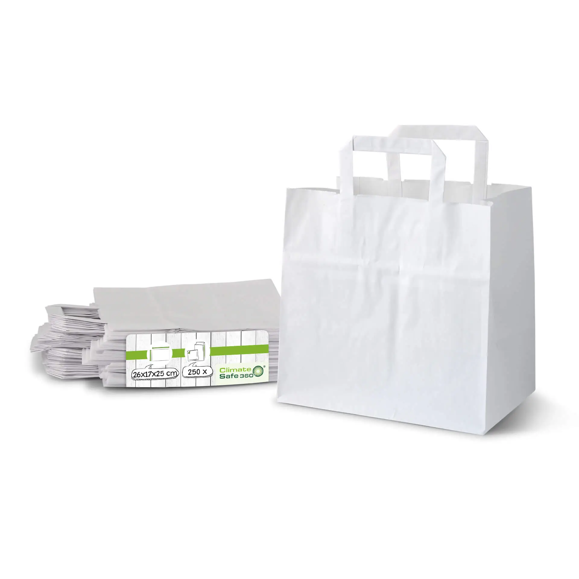 Kraft paper-carrier bags L, 26 x 17 x 25 cm, white, wide base