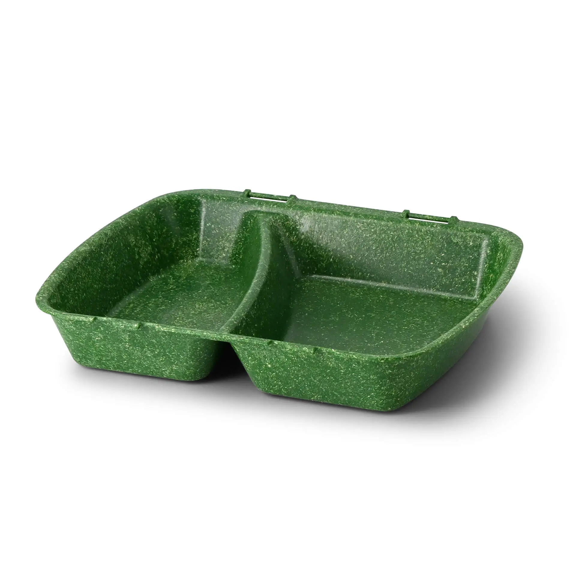 Reusable meal containers "merways Box" 24.5 x 20 x 4.5 cm, 2 compartments, HP4/2, spinach / dark green