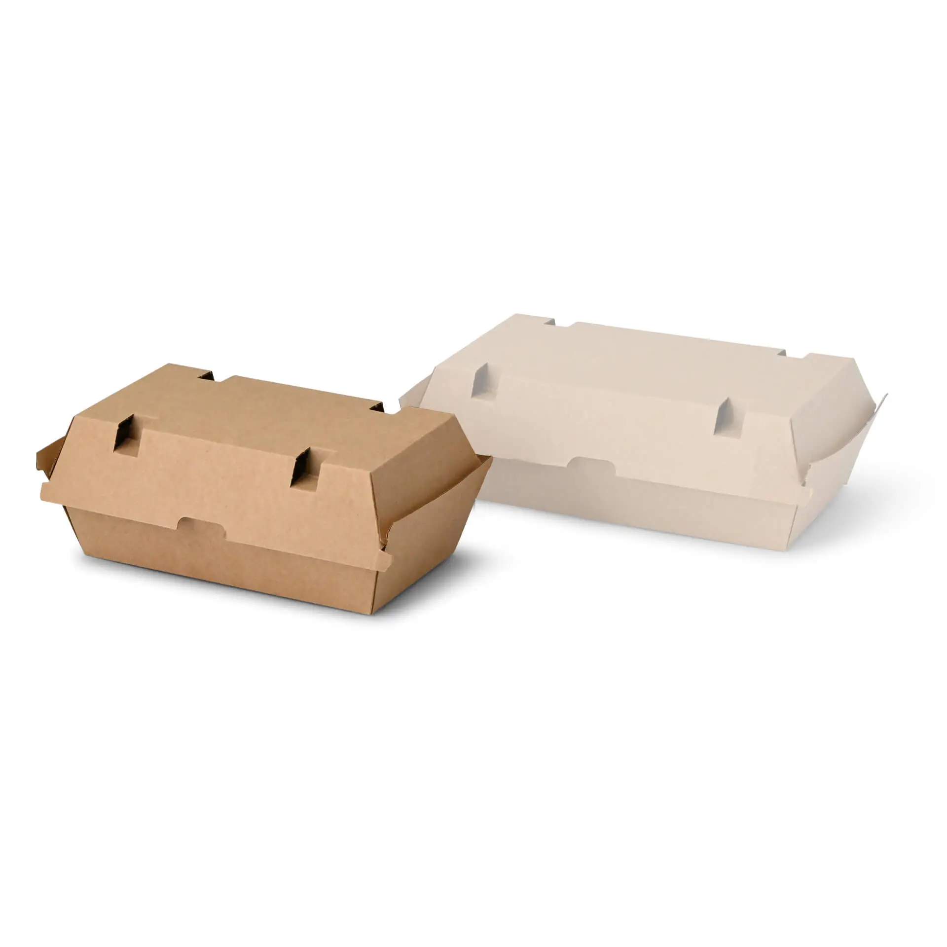 Takeaway-hinged lid boxes 21.4 x 11.4 x 8.5 cm, kraft board