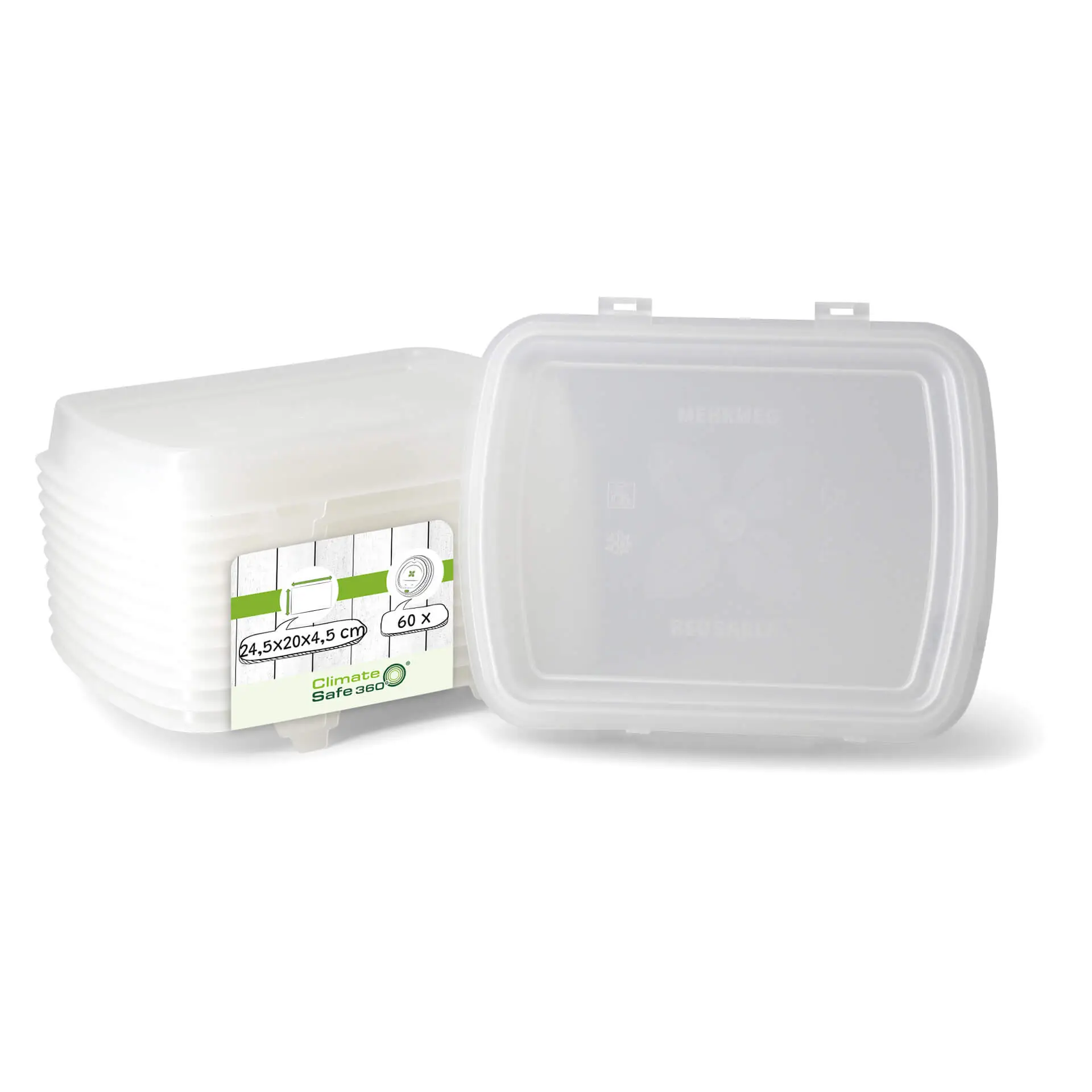 Reusable lids "merways Box" 24.5 x 20 x 4.5 cm, PP, transparent