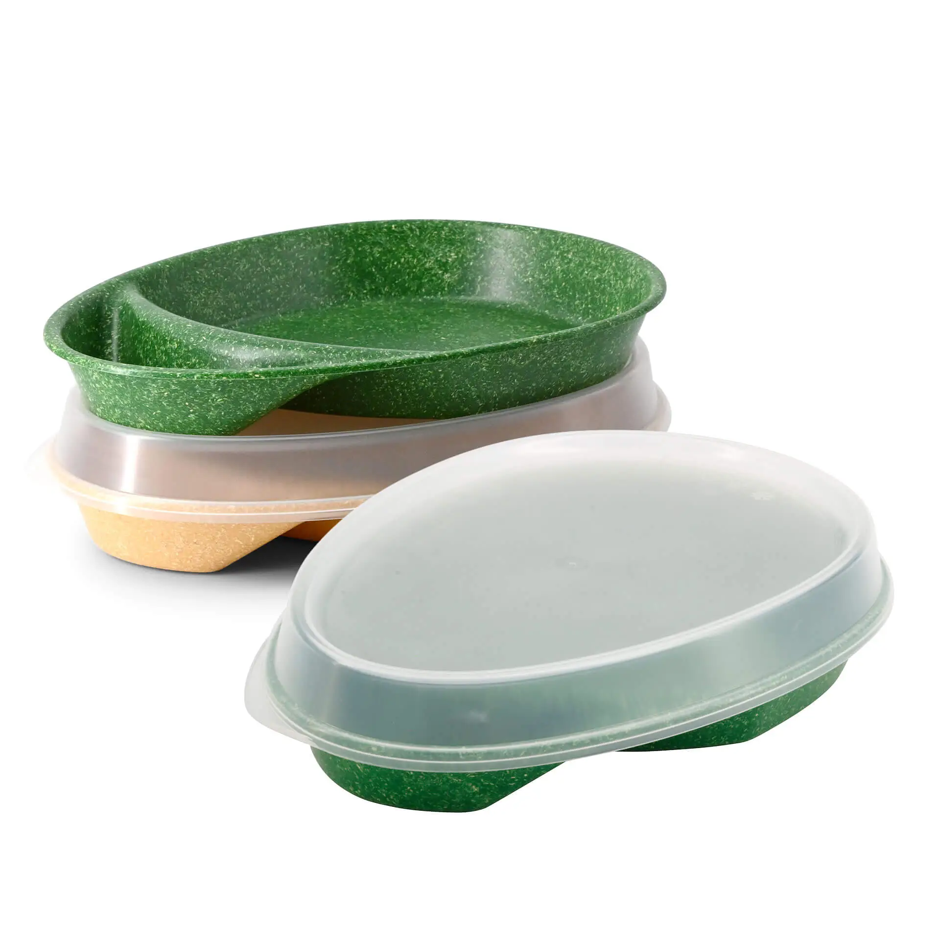 Reusable divided plates "merways Plate" 27.5 × 20 × 3.5 cm, 2 compartments, teardrop, dark green