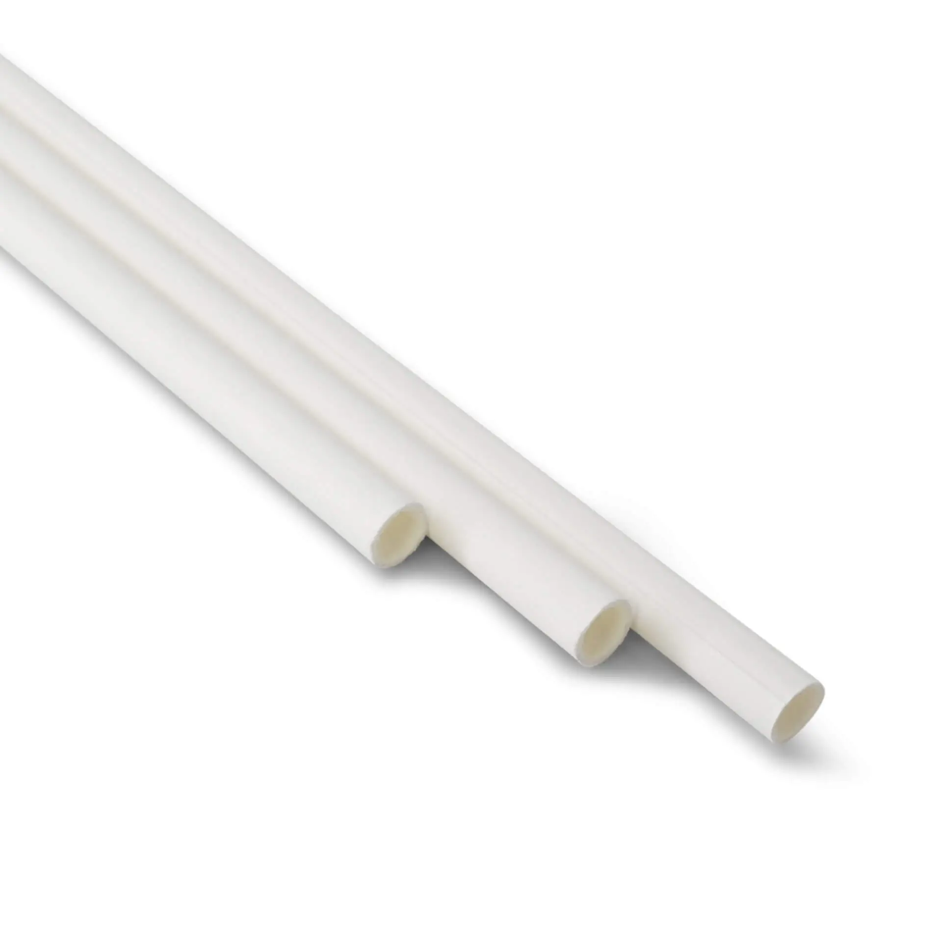 20 cm, Ø 0.5 cm Paper-straws, white, vertical splice, wrapped