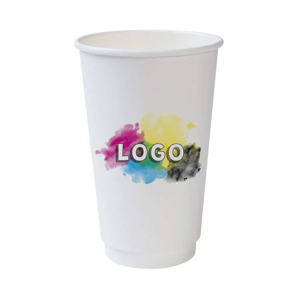 Printed take away coffee cups, double wall 16 oz, glossy