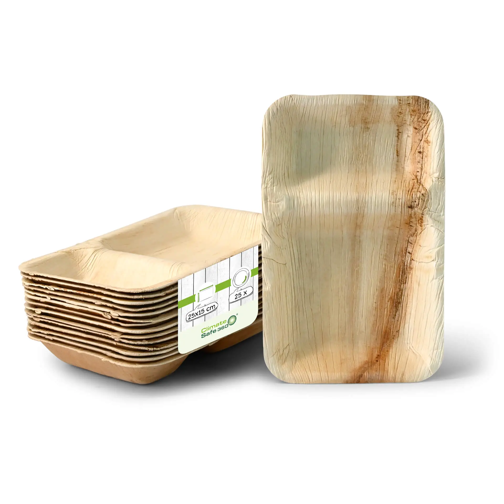 Palm Leaf Dinner Plate "Palmware®" 25 x 15 cm, 2 compartments, rectangular