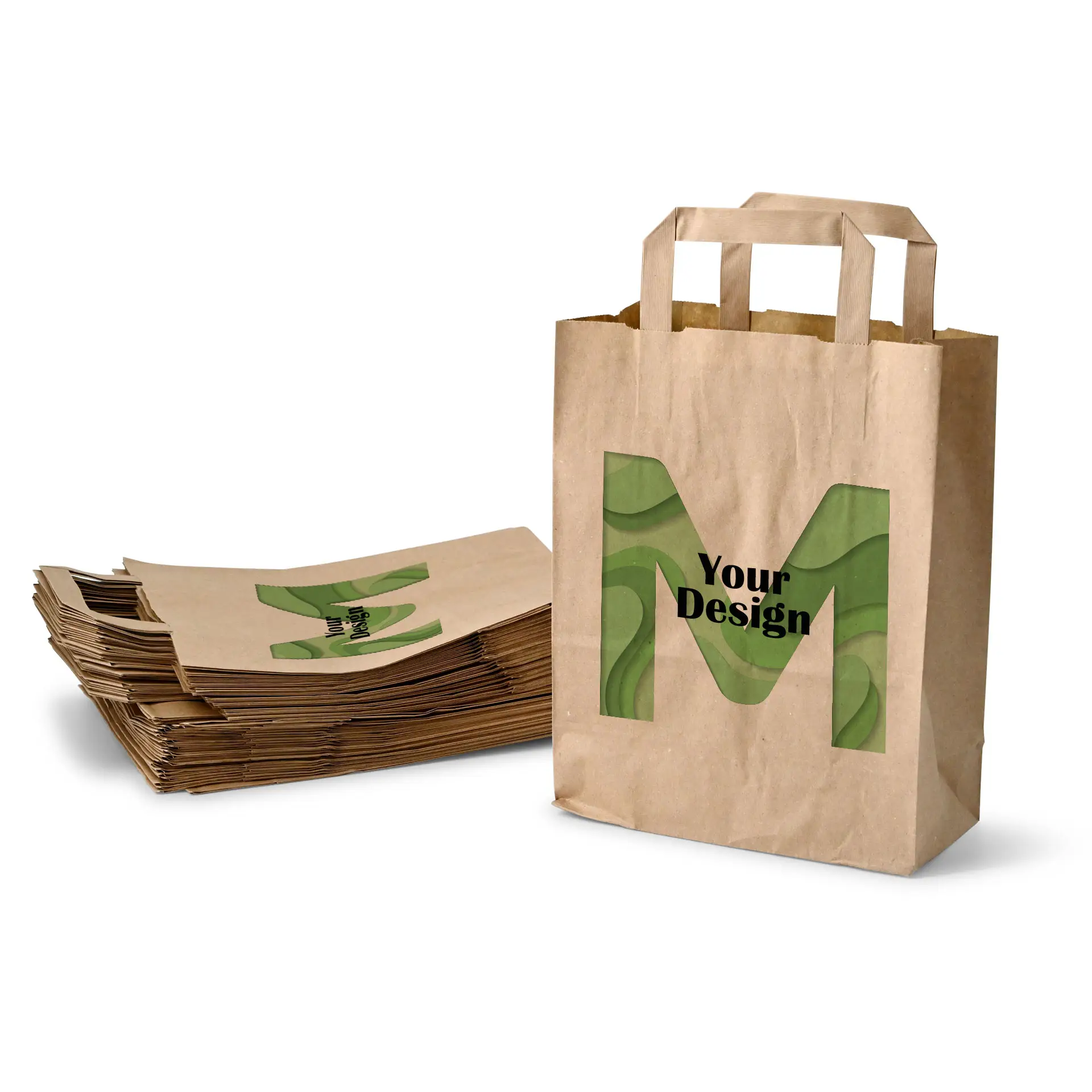 Paper bag printing with logo M, 22 x 10 x 28 cm, kraft