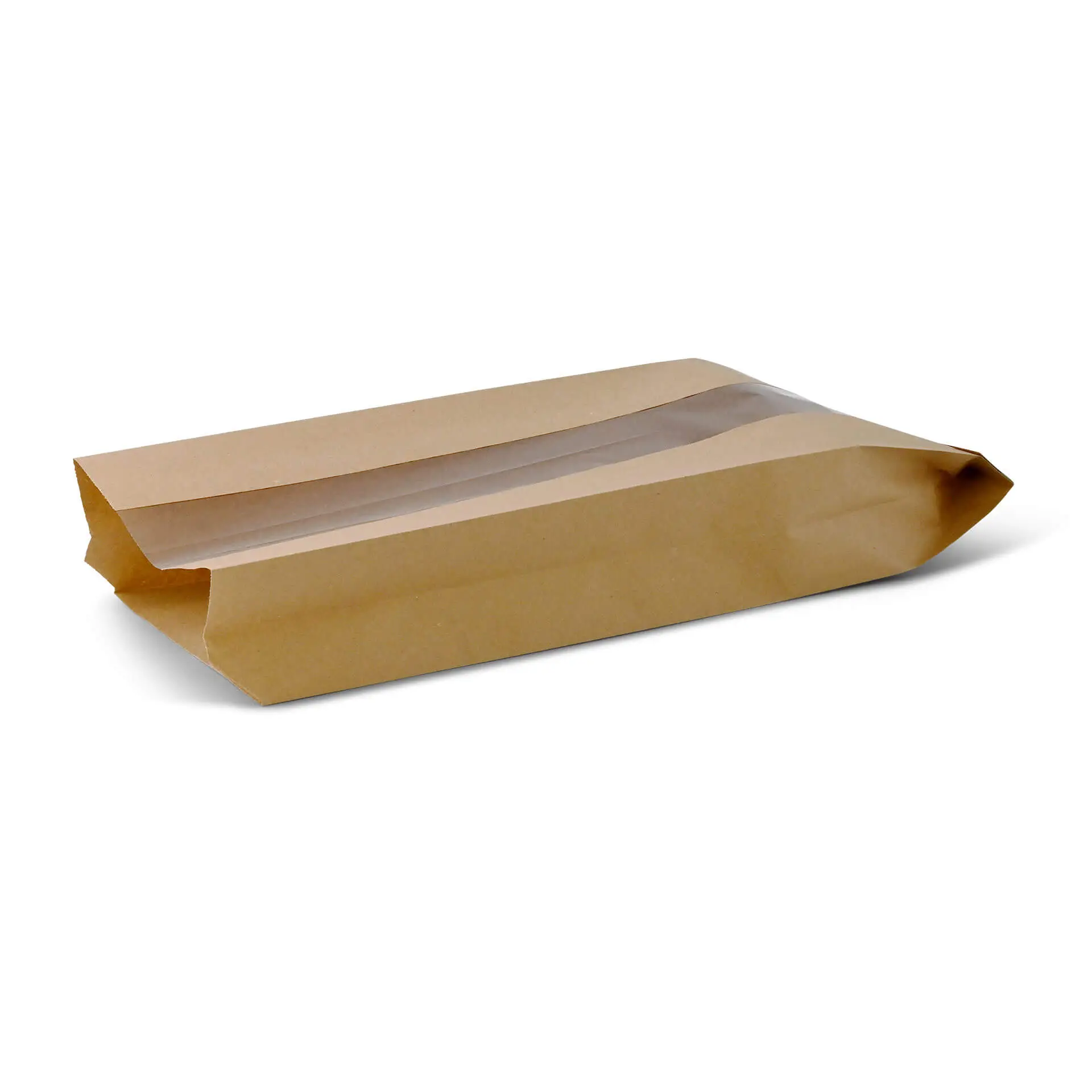 Paper-strip window bags M, 14 + 7 x 41 cm, kraft