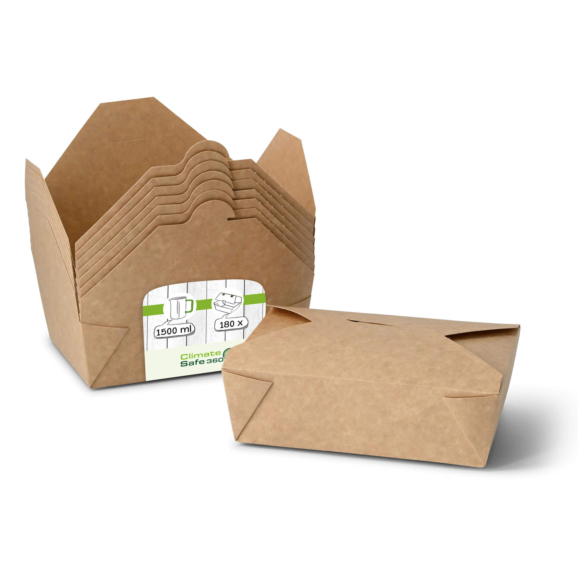 Take-away Boxen aus Karton 1500 ml, braun