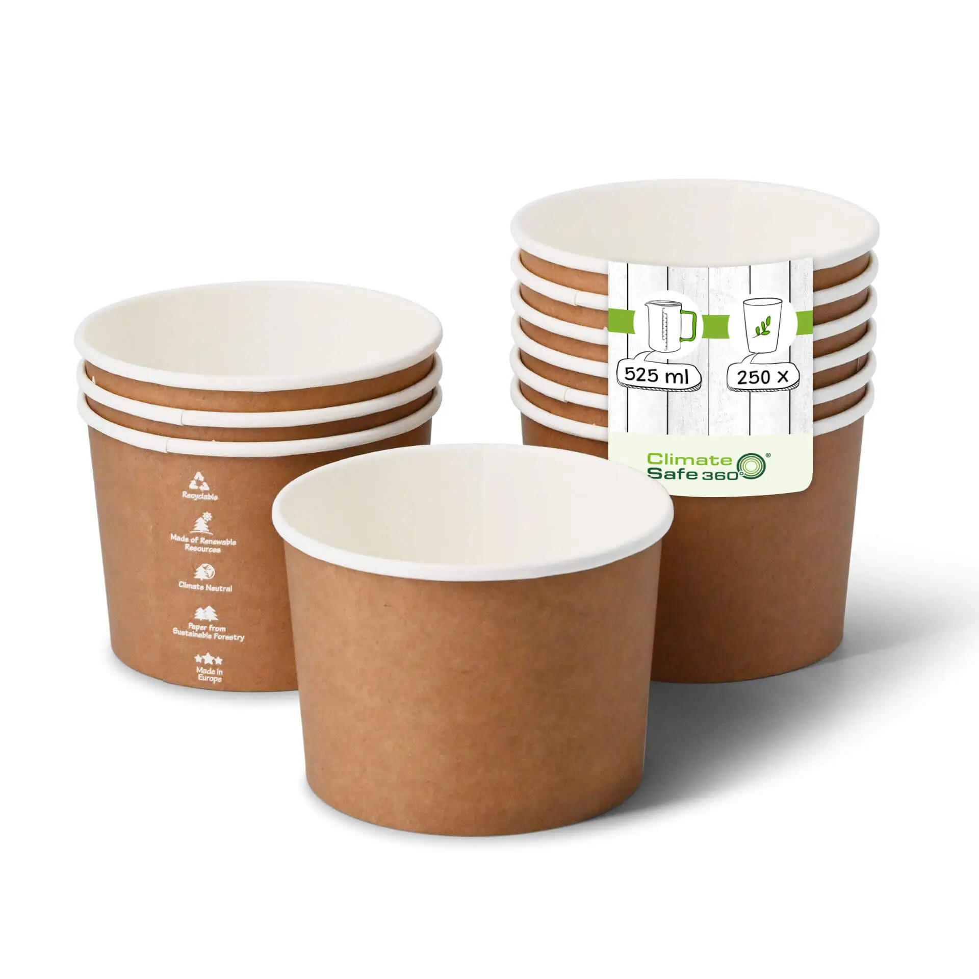 21 oz Cardboard Soup cups, Ø 114 mm, kraft, Icons