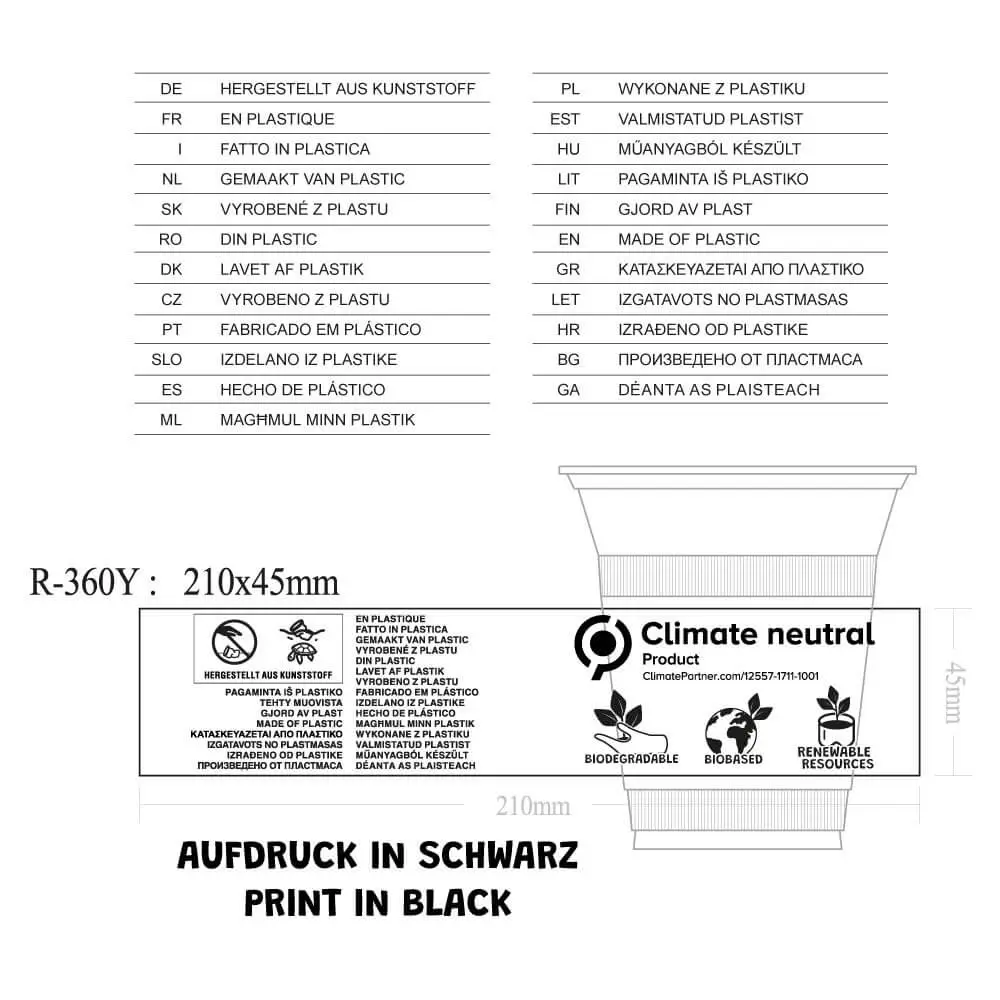 12 oz PLA smoothie cups, Ø 96 mm