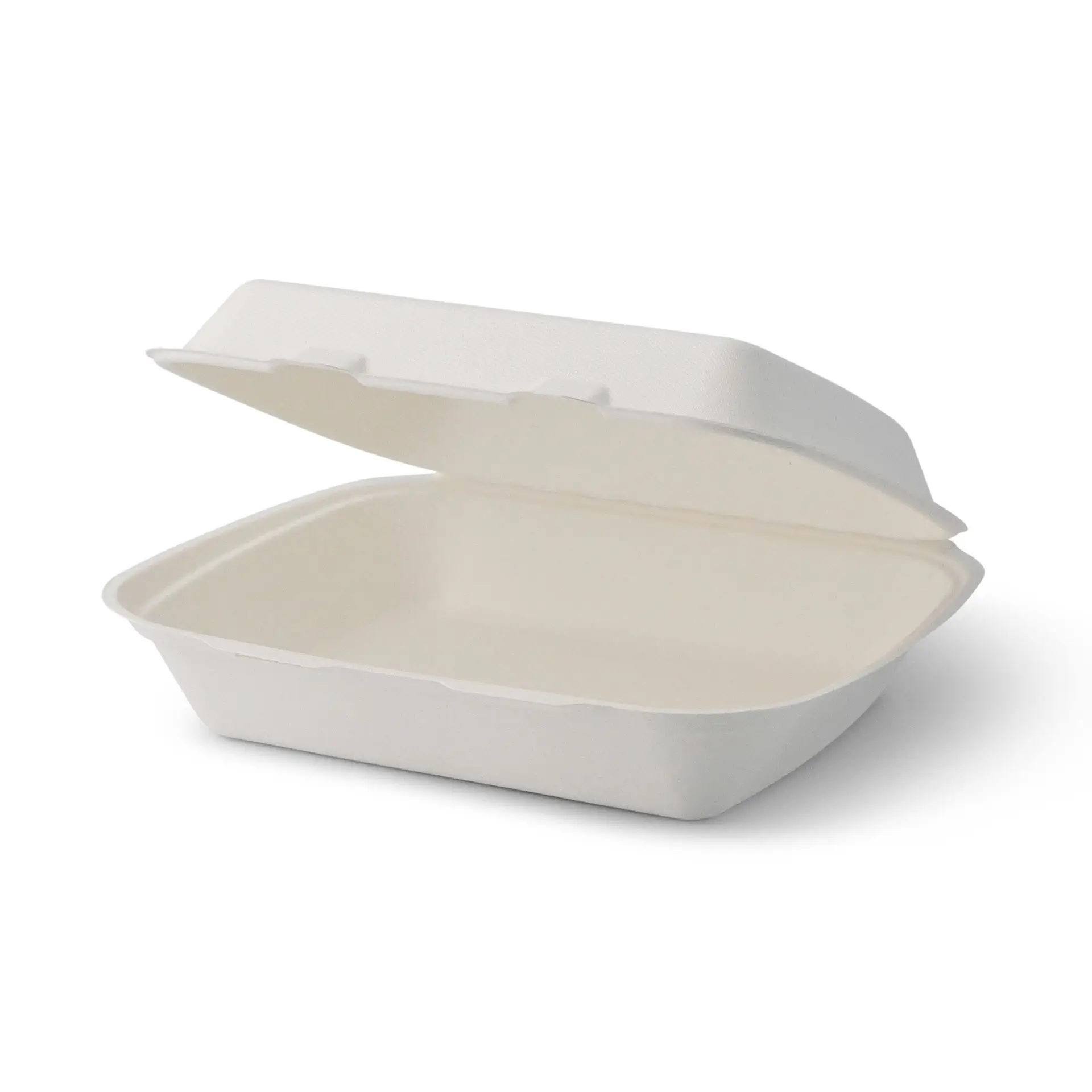 Sugarcane-containers 25 x 20 x 7.5 cm, HP4,  hinged-lid, rectangular