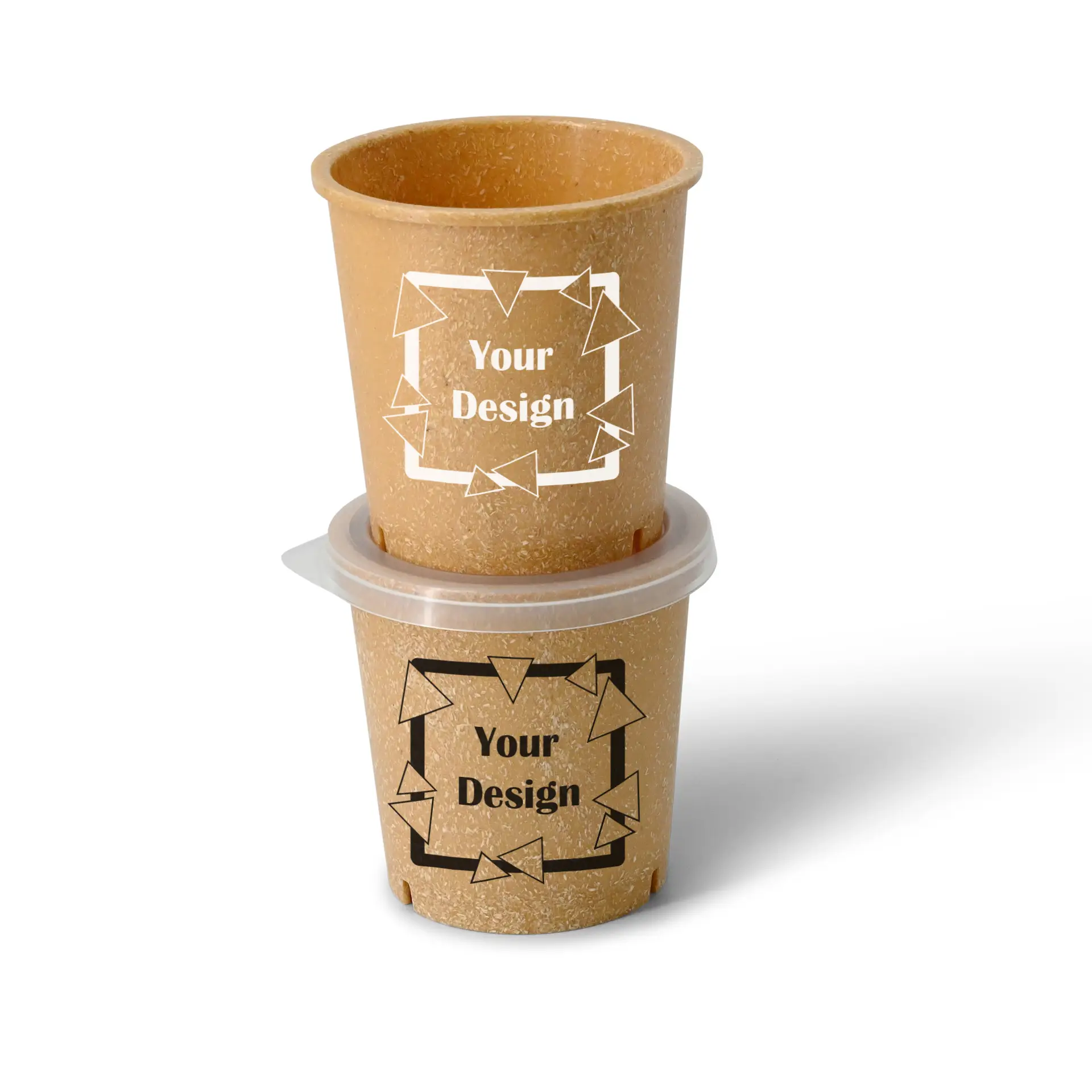 14 oz Ø 95 mm Printed reusable cups "merways Cup", caramel / brown