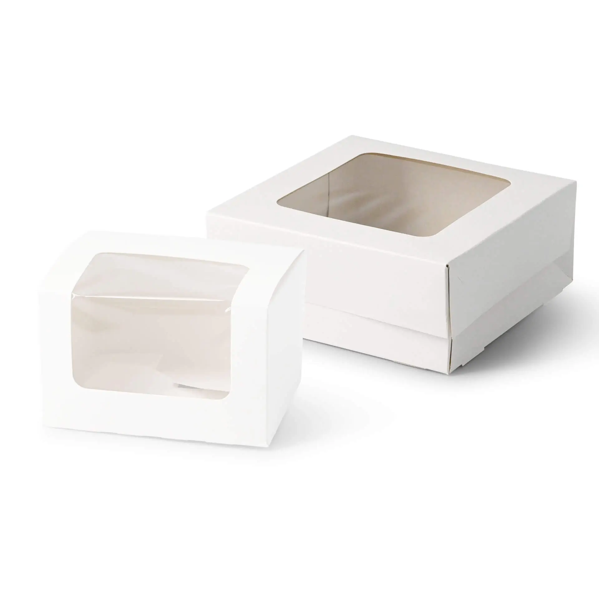 Pastry boxes 18 x 18 x 7.5 cm, cellulose window, white