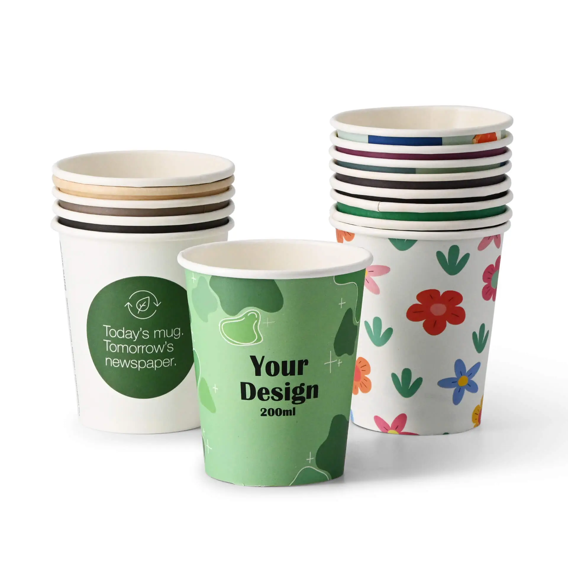 Printed take away coffee cups 8 oz, matt