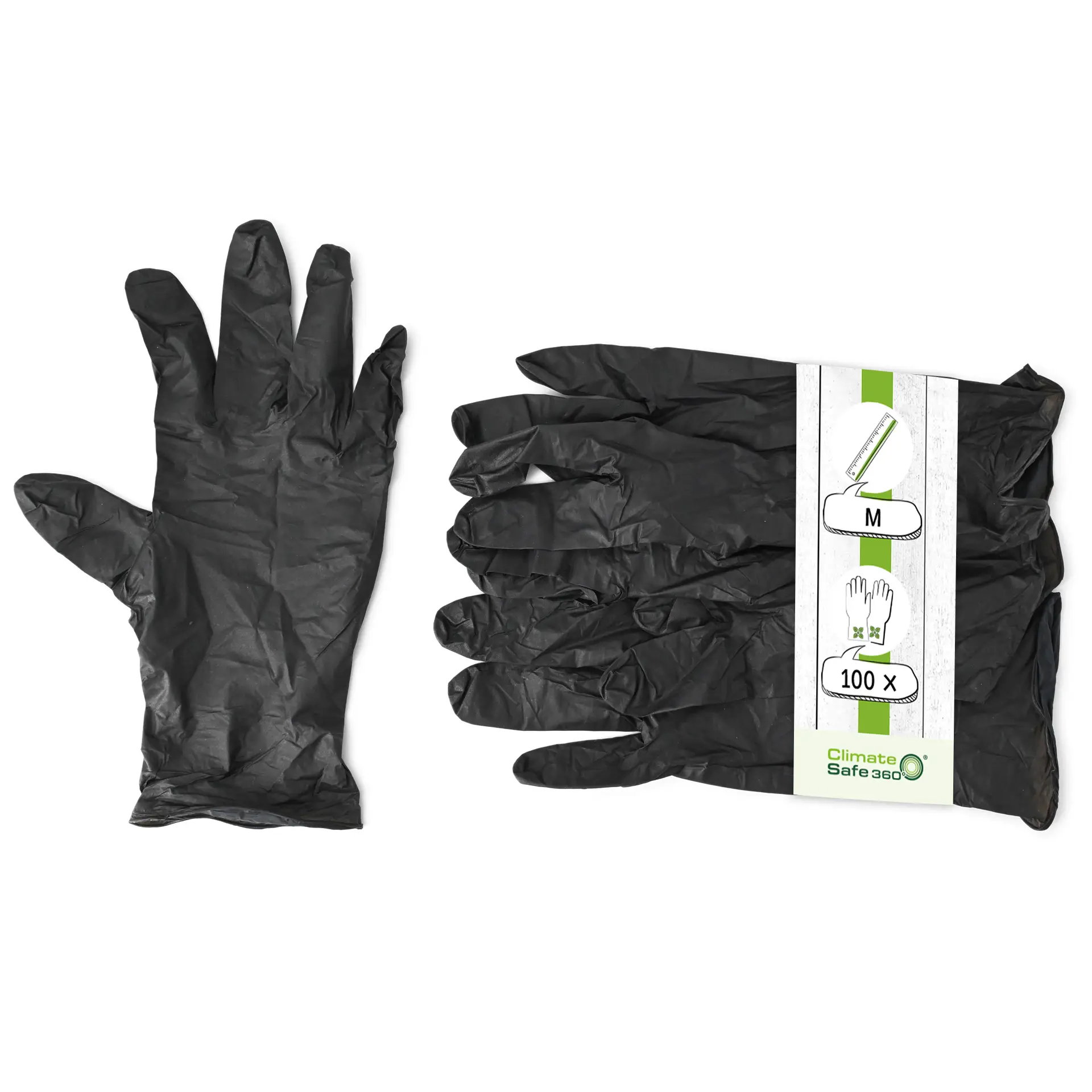 Nitrile gloves, black, size M, powderfree