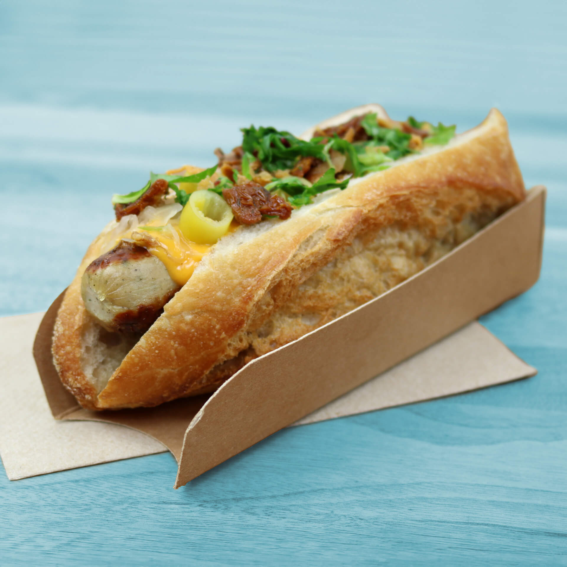 Hot dog Schale Karton 18 x 5 cm, braun, faltbar