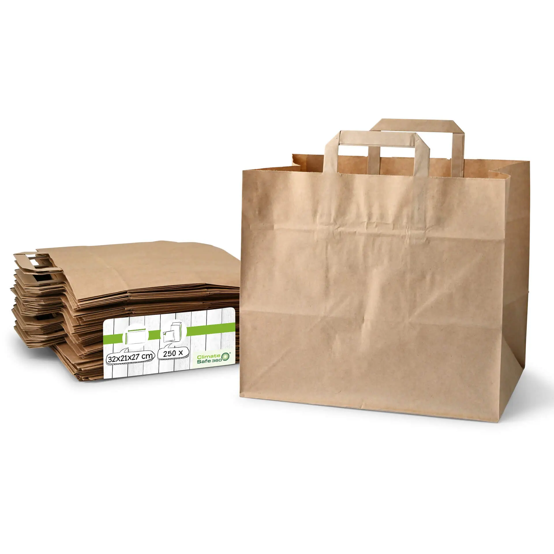 Recycling paper-carrier bags XXL, 32 x 21 x 27 cm, brown