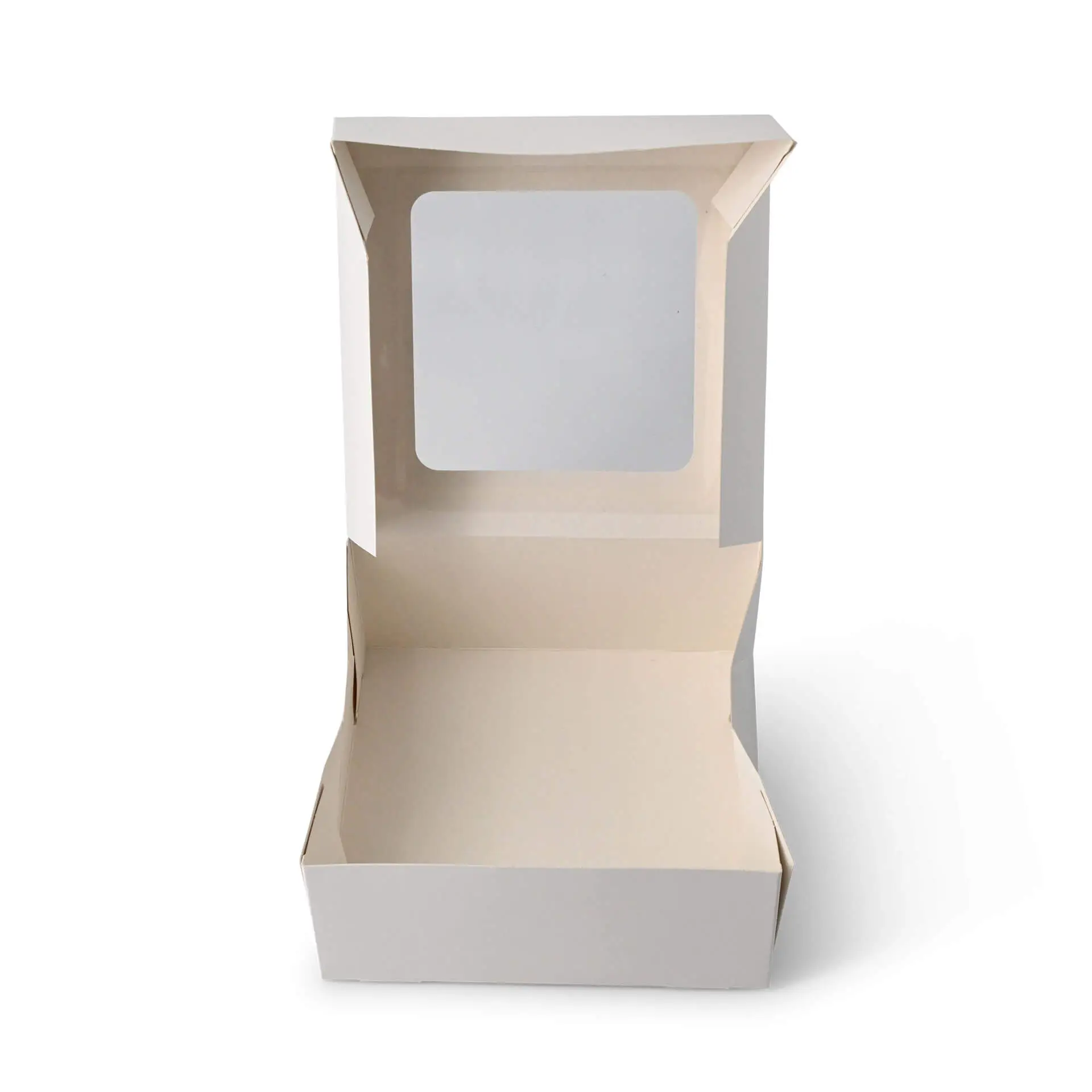 Pastry boxes 18 x 18 x 7.5 cm, cellulose window, white